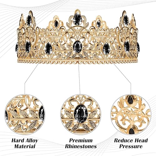 Miniatura 3 de Junkin 5 Pieces Birthday Man Accessories Include King Crown King Sash Tinplate Badge Pin Brooch Hanging Chain Crown for Man Birthday Party