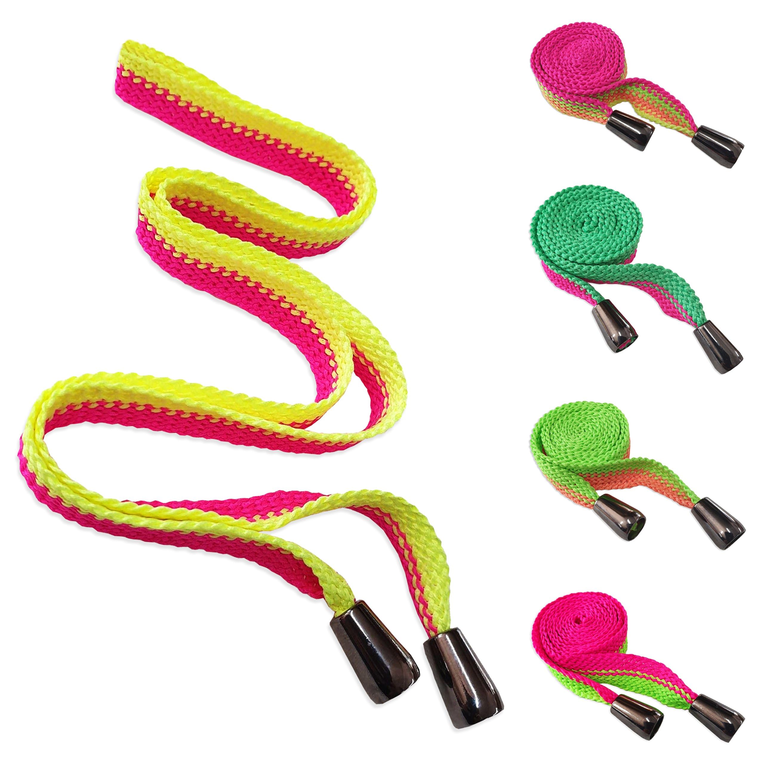 Sweatshirt Hoodie Drawstring Cord with Gunmetal Metal Toggle Tip Ends. 15mm Width Flat Trim. Hoody Replacement Drawstring. Bright Neon Colours [Lime/Pink, 1.5 Meters + 2 Toggles]