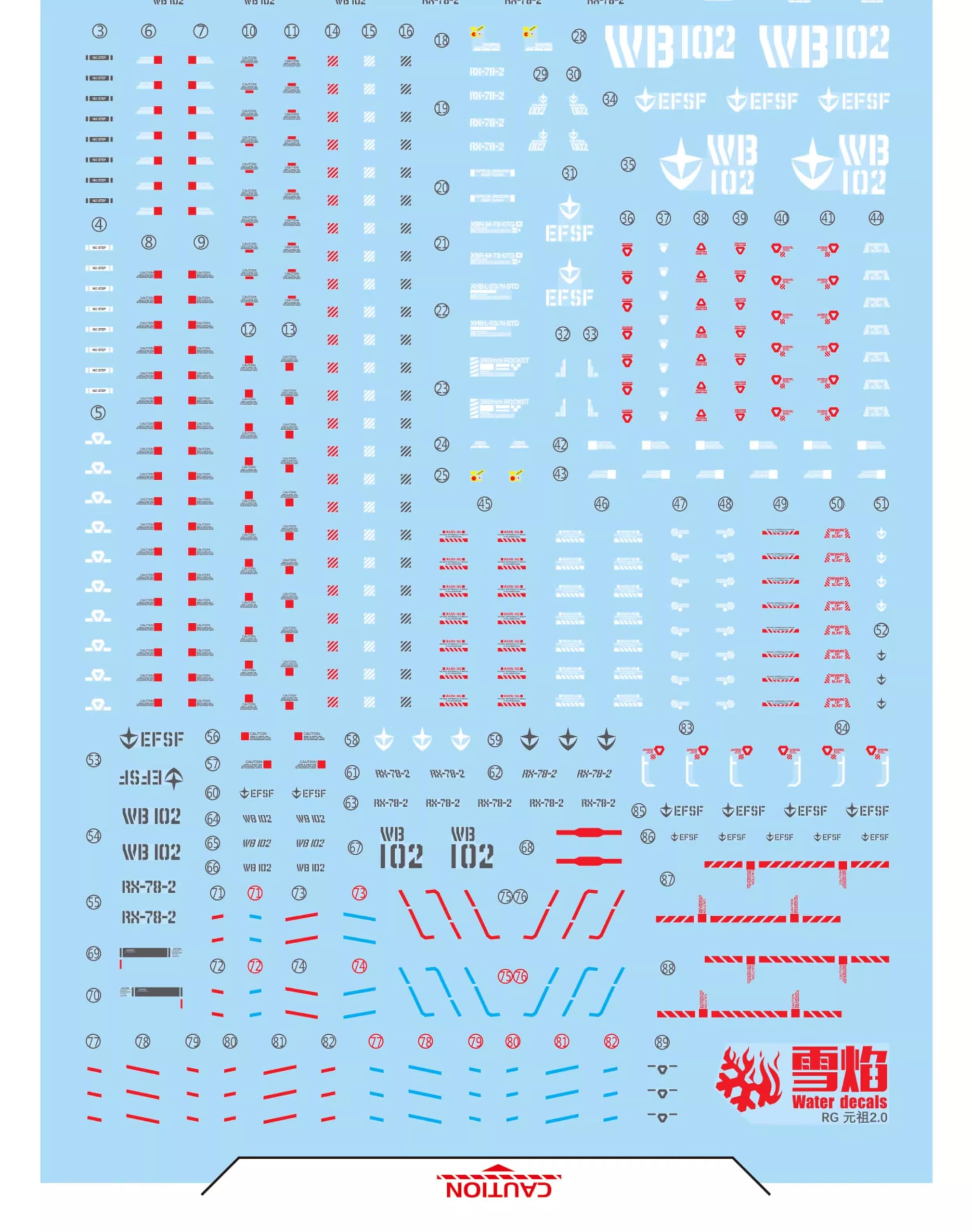 ANSAI Water Slide Decals for RG RX-78-2 Ver 2.0 Model Kit, DIY Modeling