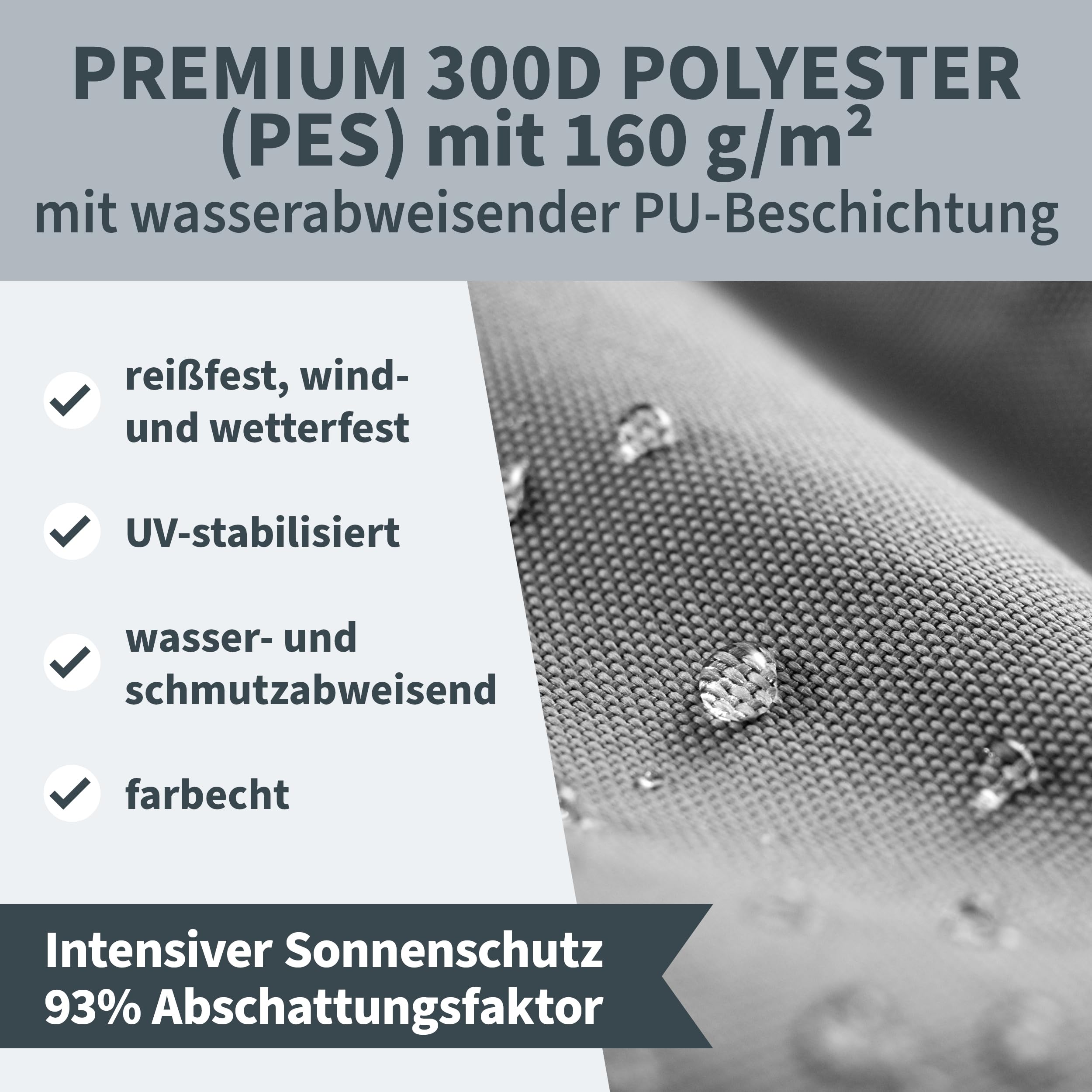 TTL GARDEN 4x4x4m Sonnensegel Dreieck gleichseitig anthrazit - Premium Polyester 300D 160g/m² 93% Abschattung - Sonnenschutz & Wetterschutz für Garten, Balkon & Terrasse, mit 3X Schnur 1,5m