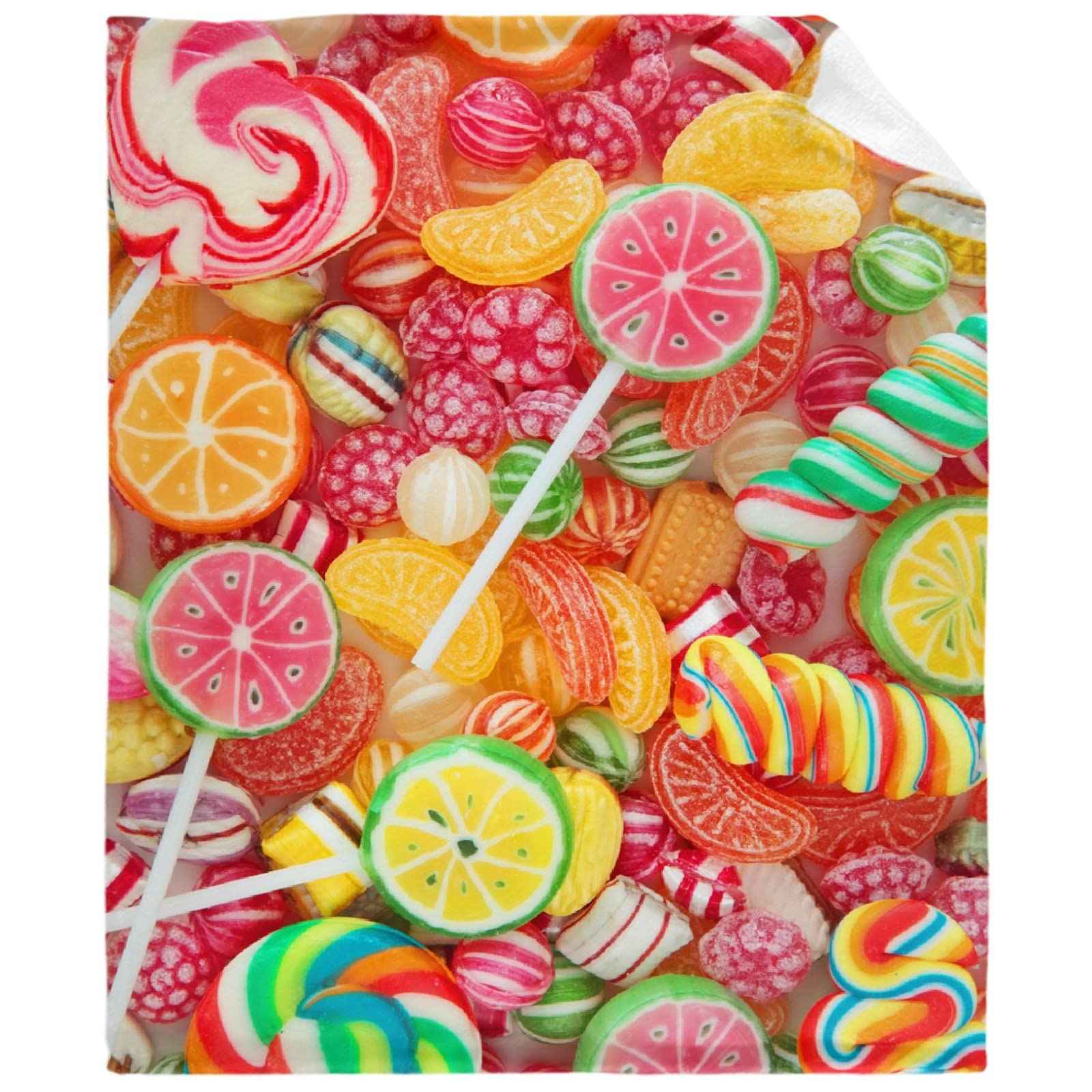 Food Colorful Candy Blanket Cozy Soft Lightweight Flannel Throw Blanket for Bed Sofa Travel All Season 50"x40"