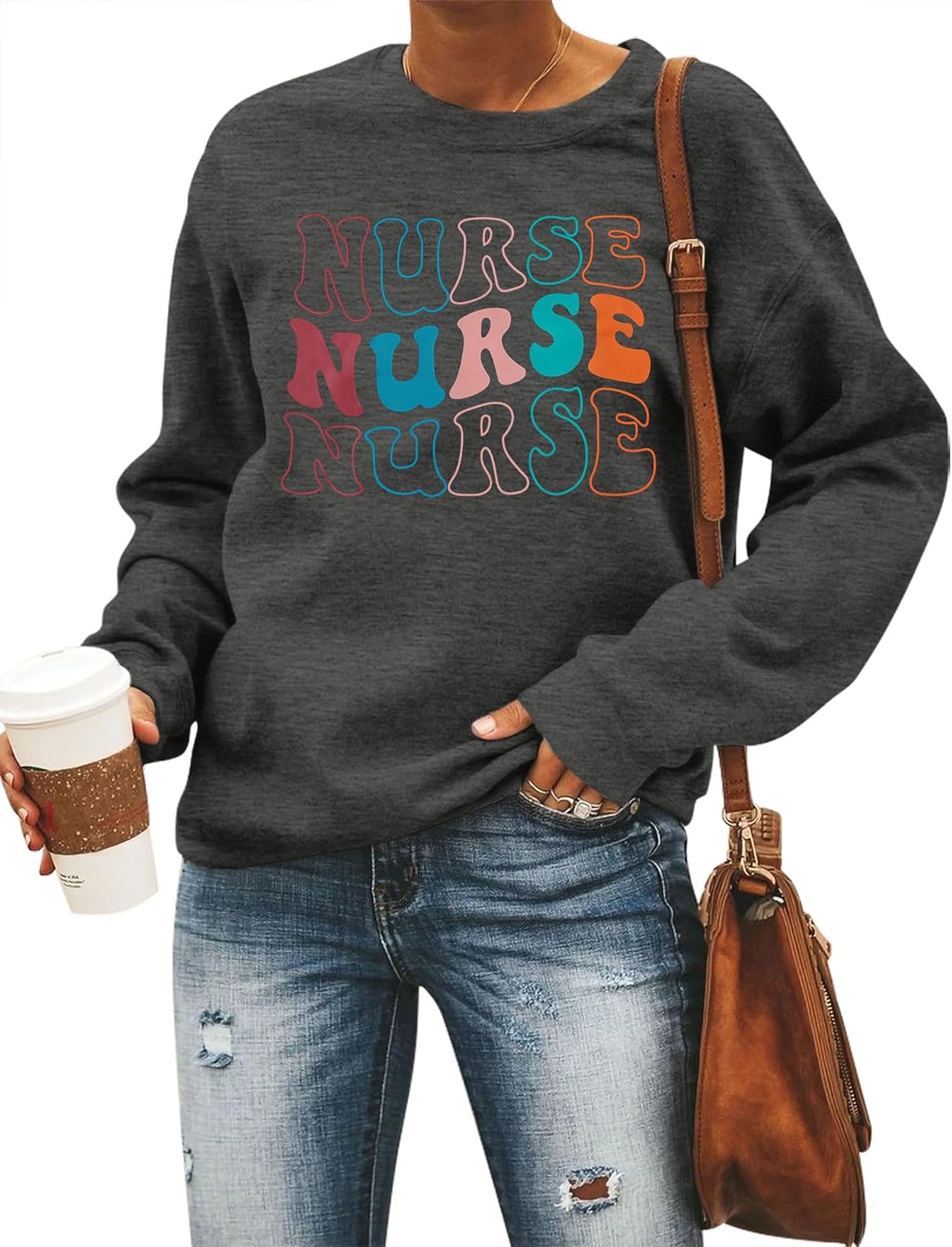 FASHGL Women Nurse Sweatshirt Registered Nurse Pullover Shirts Nurse Life Letter Print Shirt Nursing School Long Sleeve Tees - Image 7