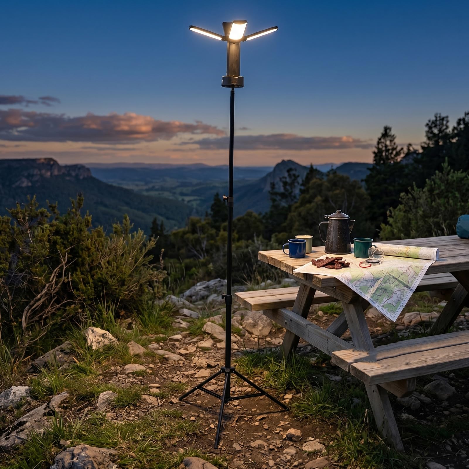 Bewinner Camping-Zeltleuchte mit Ständer, Wiederaufladbare