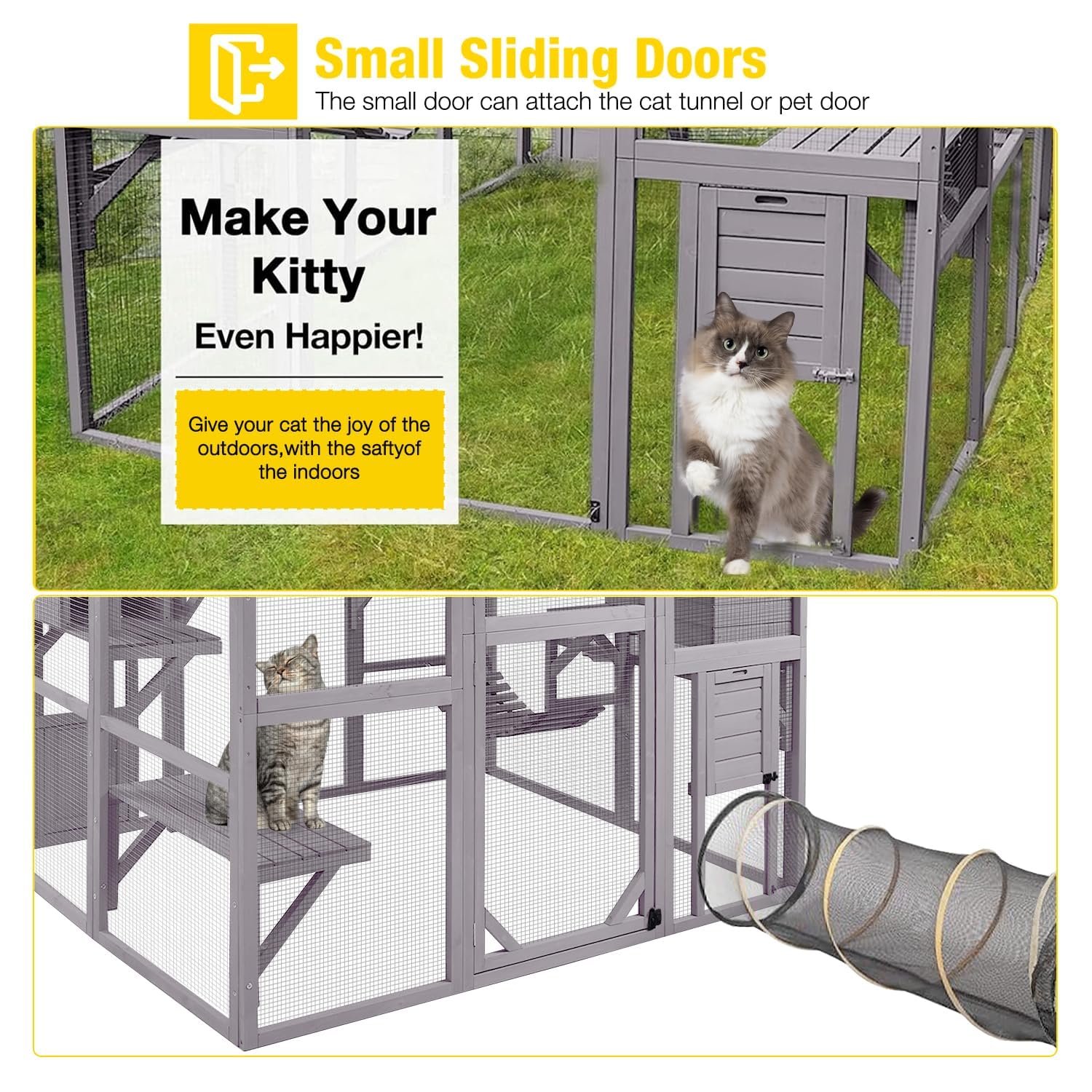 X-Zone Catio - Enclos d'extérieur pour plusieurs chats - En bois - Pour l'extérieur - Condon pour chat - Résistant aux intempéries