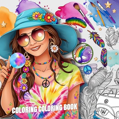 Hippie Girl Coloring Book: Peace & Love Art | Groovy Designs for Adults & Teens