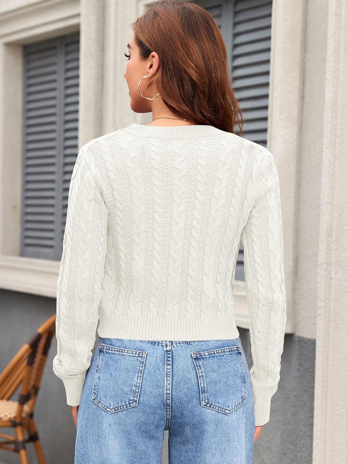 ZAFUL Women's Crew Neck Long Sleeve Pullover Crop Sweater Mock Neck Lantern Sleeve Ribbed Knit Cropped Sweater - Image 5