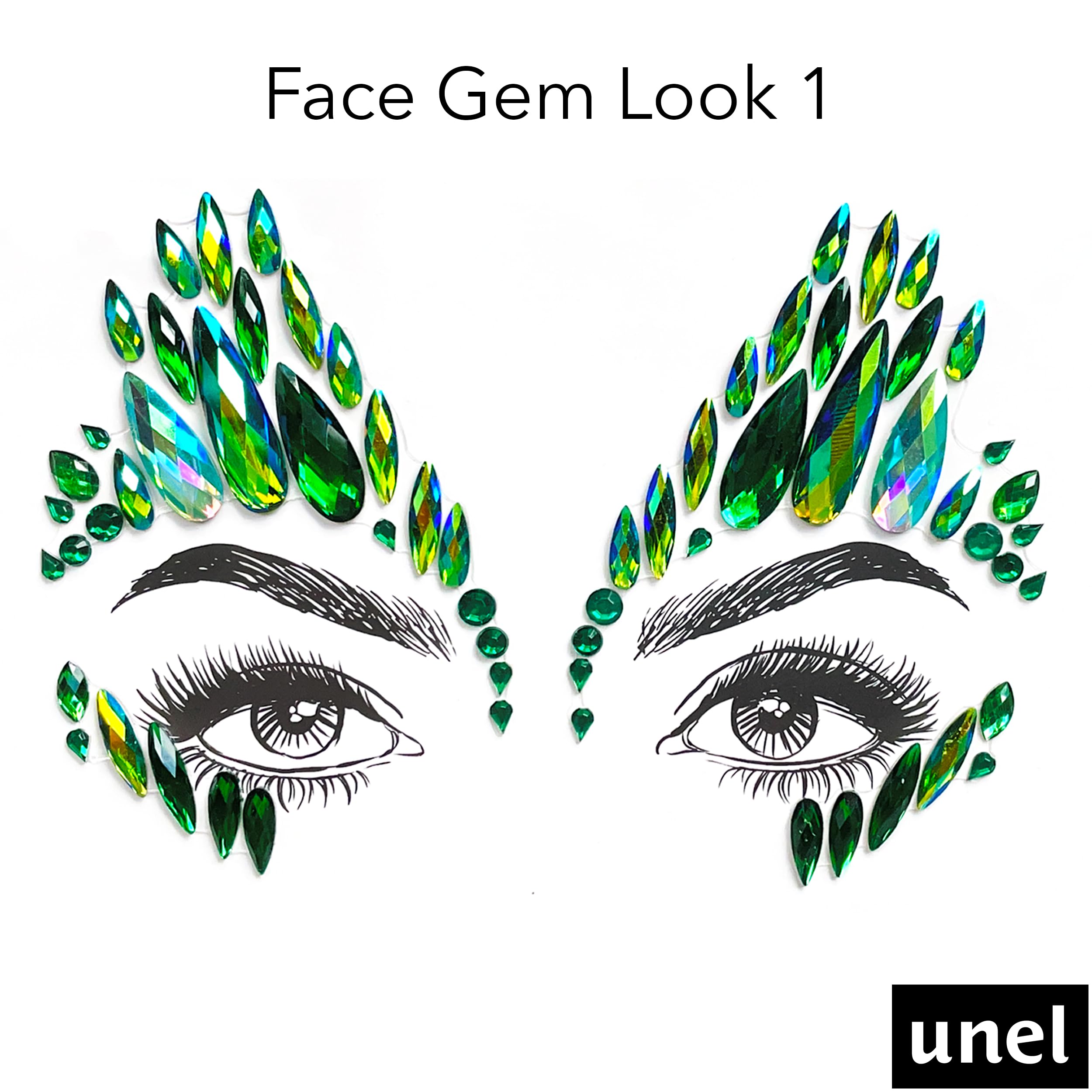 Green Face Gems for Festivals Raves & Parties, Poisonous Ivy Fancy Dress - Premium Selection Face Jewels, Small - Image 4