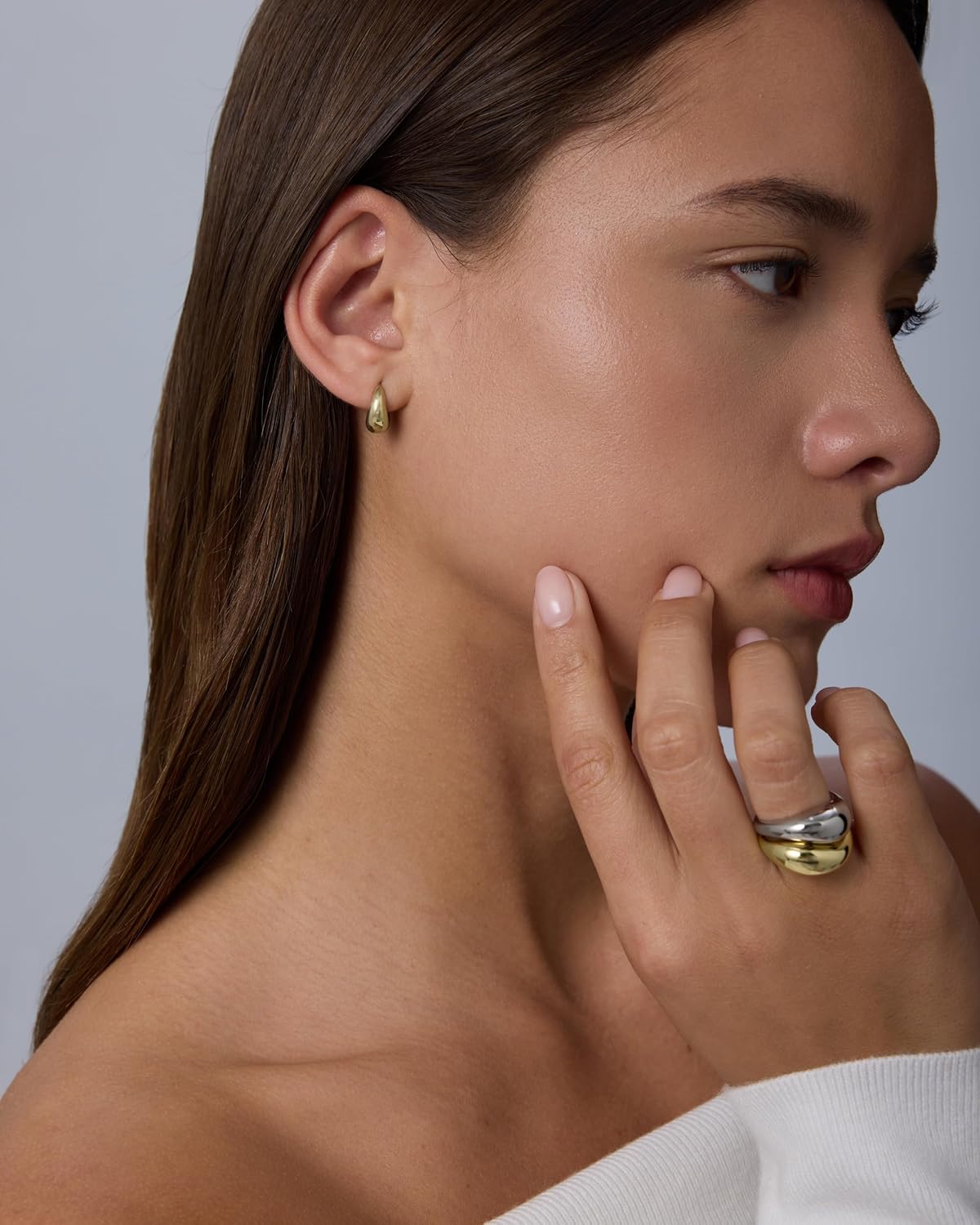 PAVOI Waterproof Reversible Chunky Hoop Earrings with Mixed Metals - 14K Gold Plated Thick Two Tone Hoop Earrings Two Ways - Stainless Steel Hypoallergenic Statement Jewelry