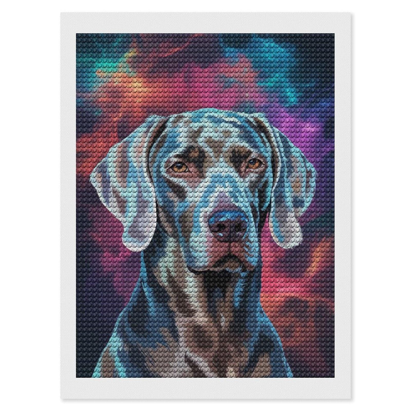 Junmoney Cosmic Dog Portrait Diamond Art Canvas 12"x16", for Creative Relaxation, Simple to Start, Aesthetic Room Decor, Holiday Gift Idea
