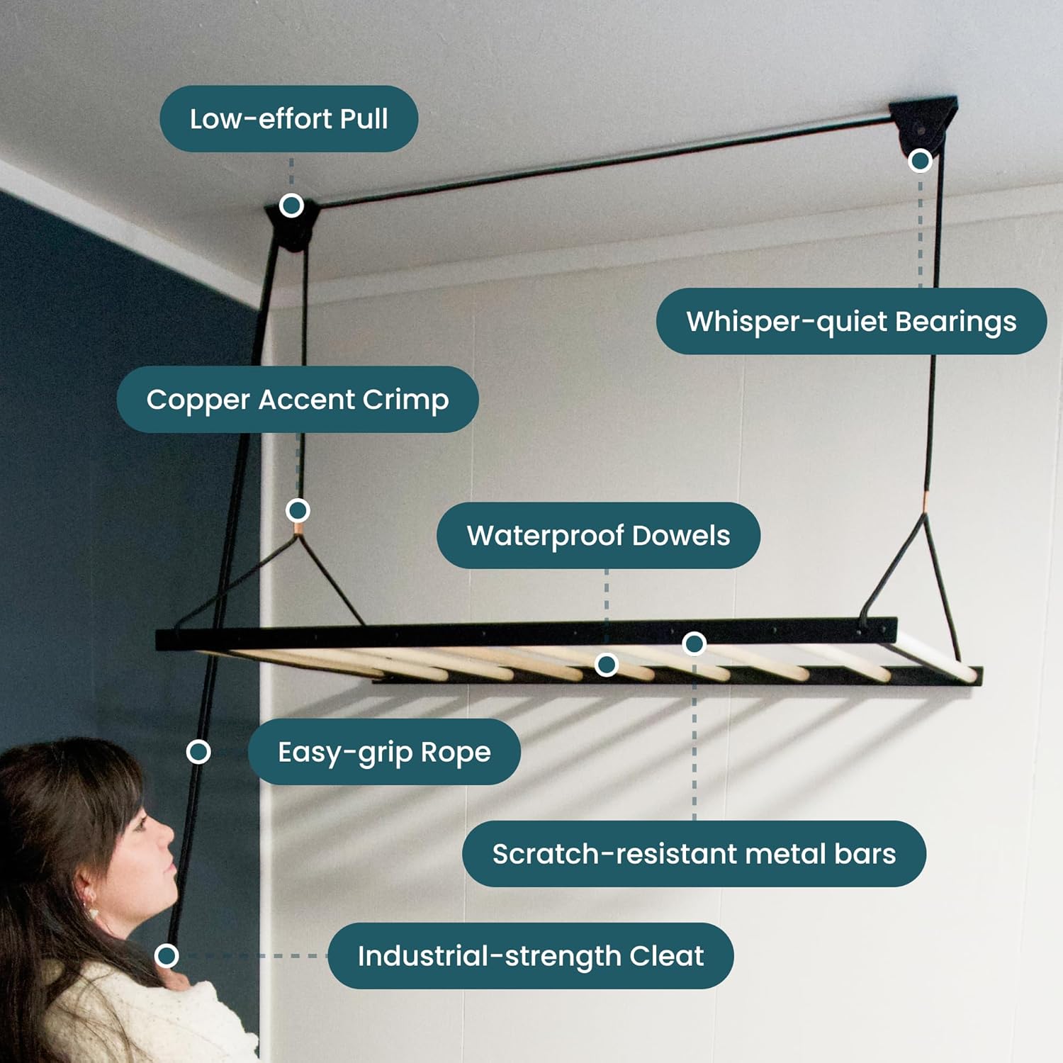 Ceiling Laundry Drying Rack w/Pulley System (36 INCHES)