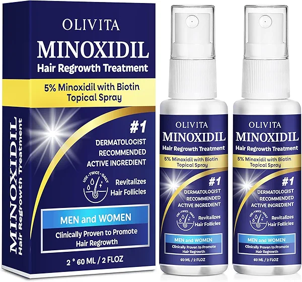 5% Minoxidil for Men and Women Hair Growth: Minoxidil Spray Hair Regrowth Treatment Serum with Biotin & Rosemary -Stop Hair Thinning and Hair Loss For Stronger Thicker Longer Hair