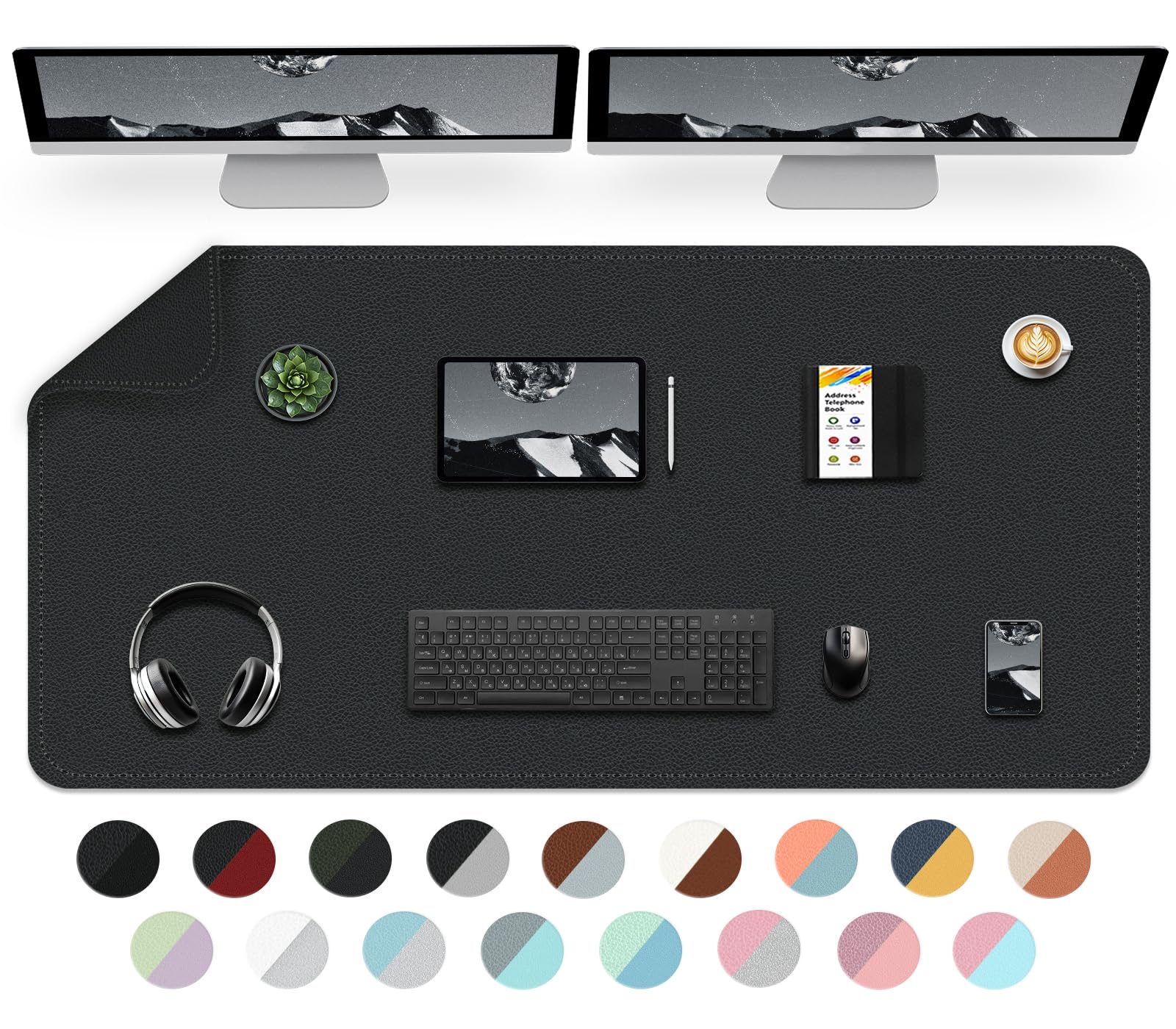 Tapis de bureau maison et décoration moderne, sous-main noir 120cm