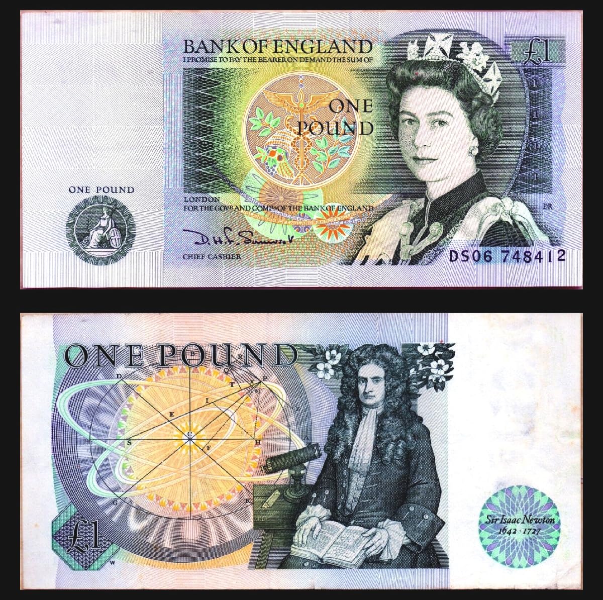 Bank of England British One pound £1 bank note Crisp UNC / 1981 / England