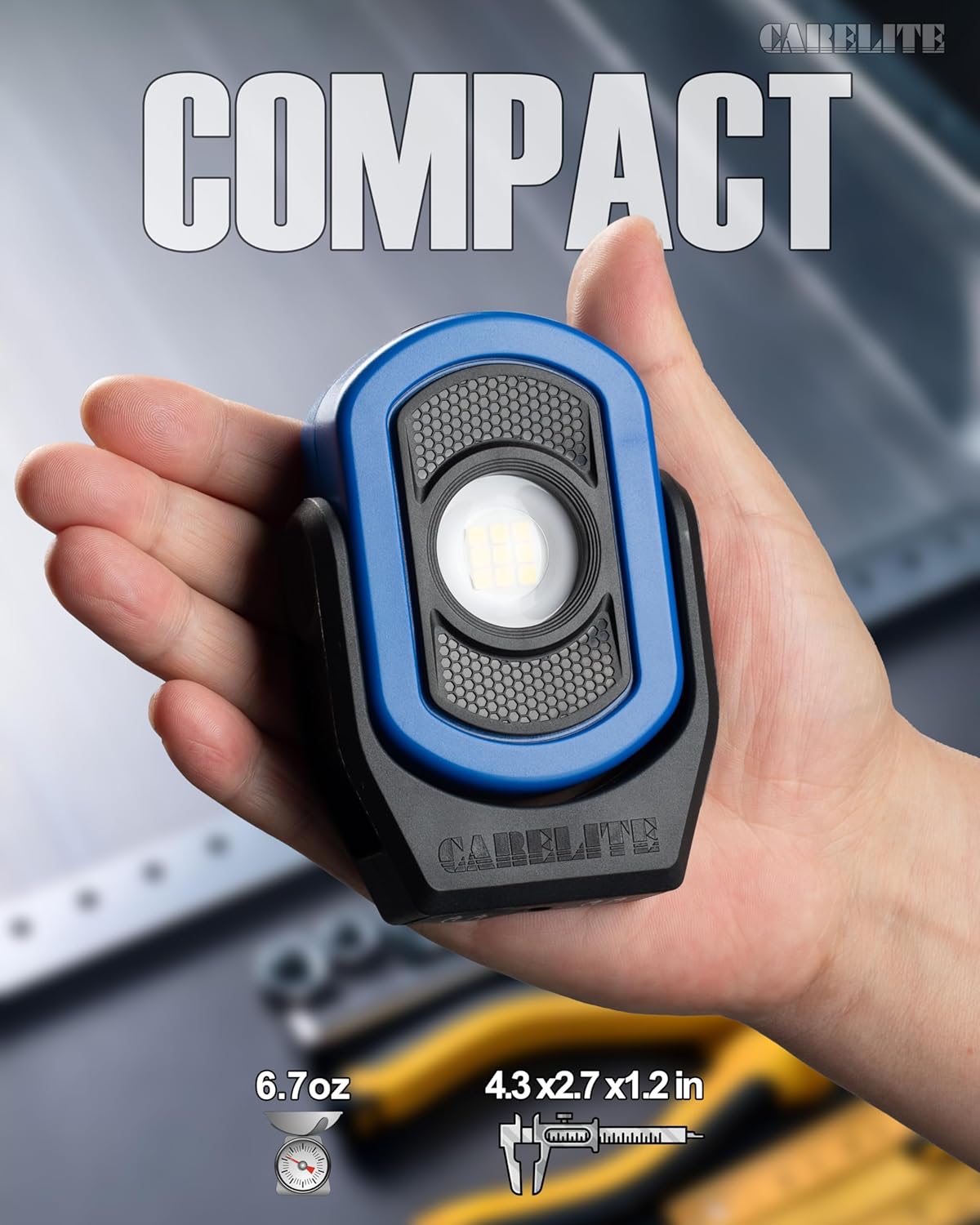 Magnetic Work Light – 780 Lumen Compact Pocket Light, Rechargeable 3000mAh, 360° Pivot, Durable & Portable for Mechanics & Jobsites (Blue, 3-Pack)