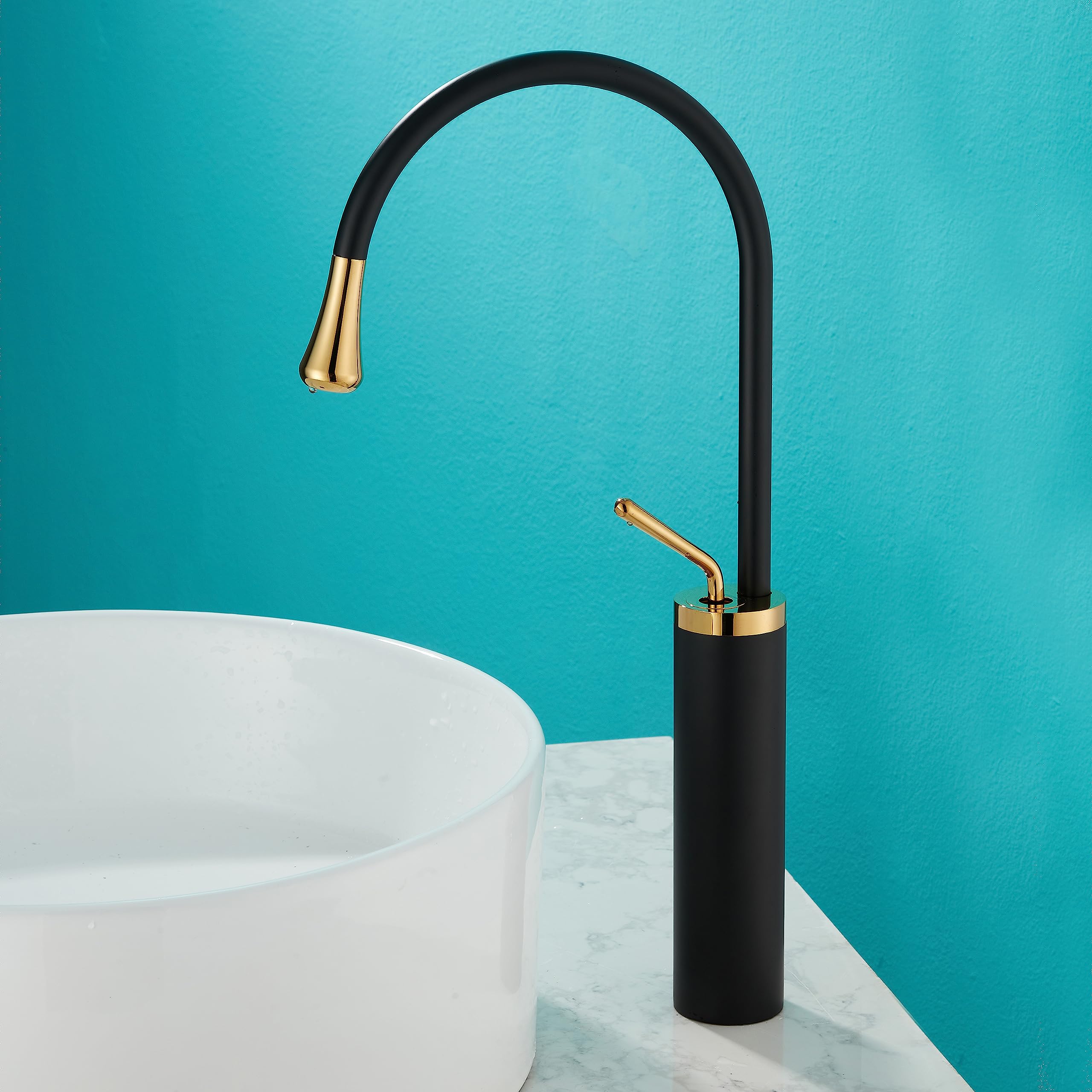 Plantex Designer Pure Brass Single Lever Hot & Cold Basin Mixer with 360 Degree Swivel Spout/High Neck Pillar Cock (Black & Gold) (B09Q1Z5Z93) Amazon Price History, Amazon Price Tracker