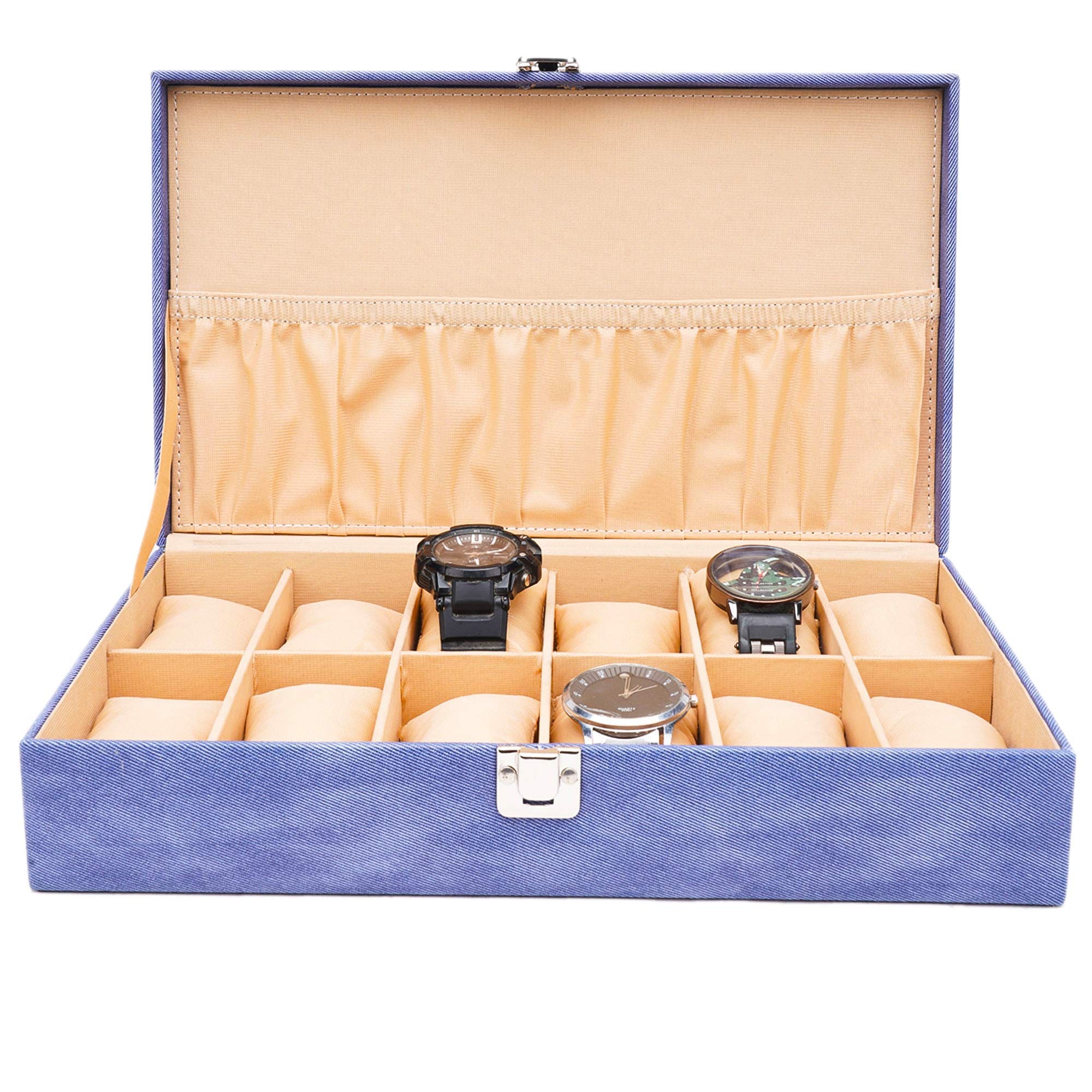 LEDO Watch Case Box Organizer for men & women in Blue & cream Color 12 slots of Watches (B084L83HT4) Amazon Price History, Amazon Price Tracker