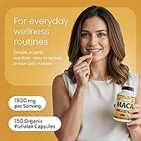 Vista 5 de Cápsulas veganas de maca orgánicas negro, rojo, amarillo, 0,003 oz por cápsula, 150 cápsulas, 100 % puro y natural sin OMG, energizante natural