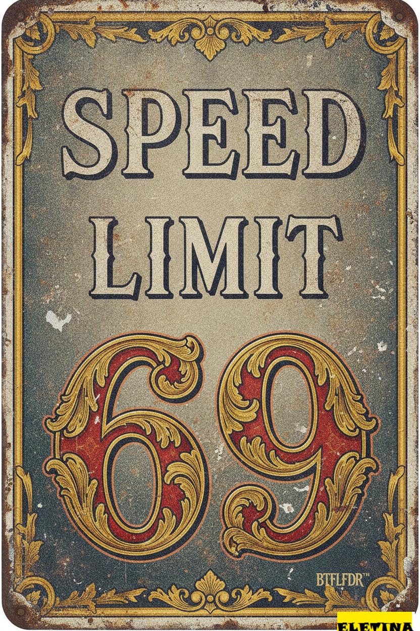 Personalized Sign for Man Cave 8 X 12 Inch Speed Limit Aluminum - White Black Funny Metal Street Warning Traffic Road S (limit 69, 8"x12") Private Property Decorative