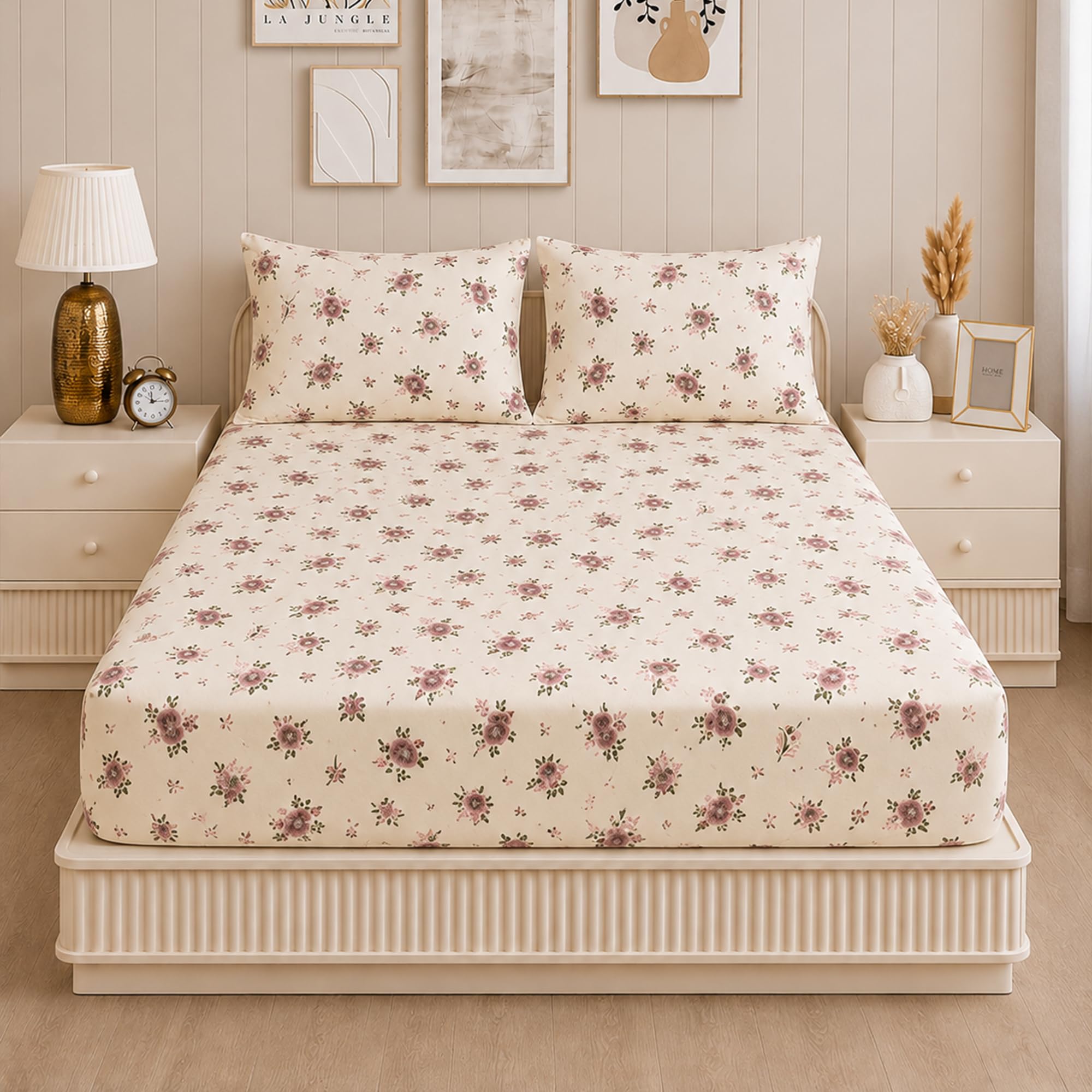 Customize Golden Cotton Fitted Bedsheet - Soft & Stylish -24 Customize Golden Cotton Fitted Bedsheet - Soft & Stylish -24