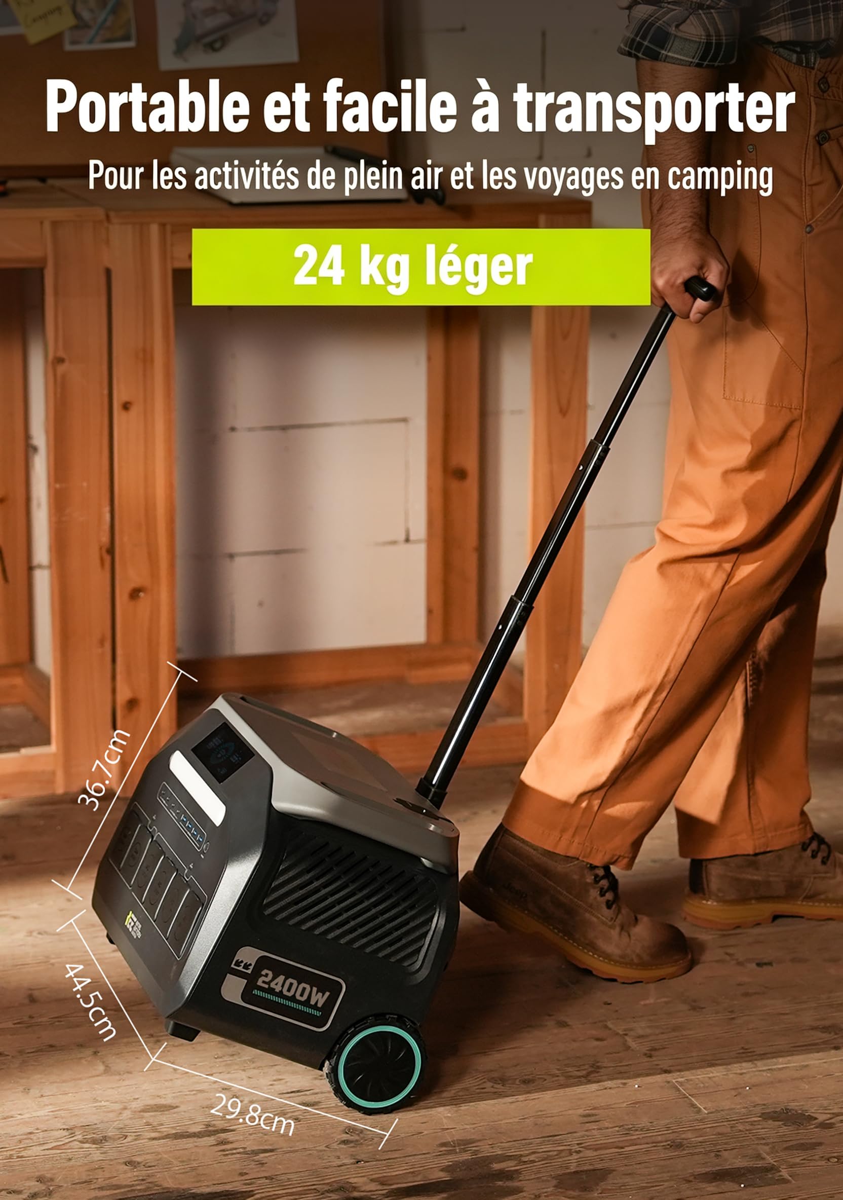 IEETek P2400 Station d’alimentation portable, batterie LiFePO4 de 2048 Wh, sortie CA2400 W (pic 4800 W), générateur solaire lithium à charge rapide en 1 heure, onduleur <10 ms, usage domestique