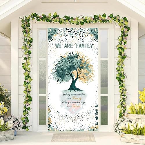 Cartel de puerta con texto en inglés «We are Family» para puerta de reunión familiar, decoración de puerta, cartel de porche, cartel de fotos para