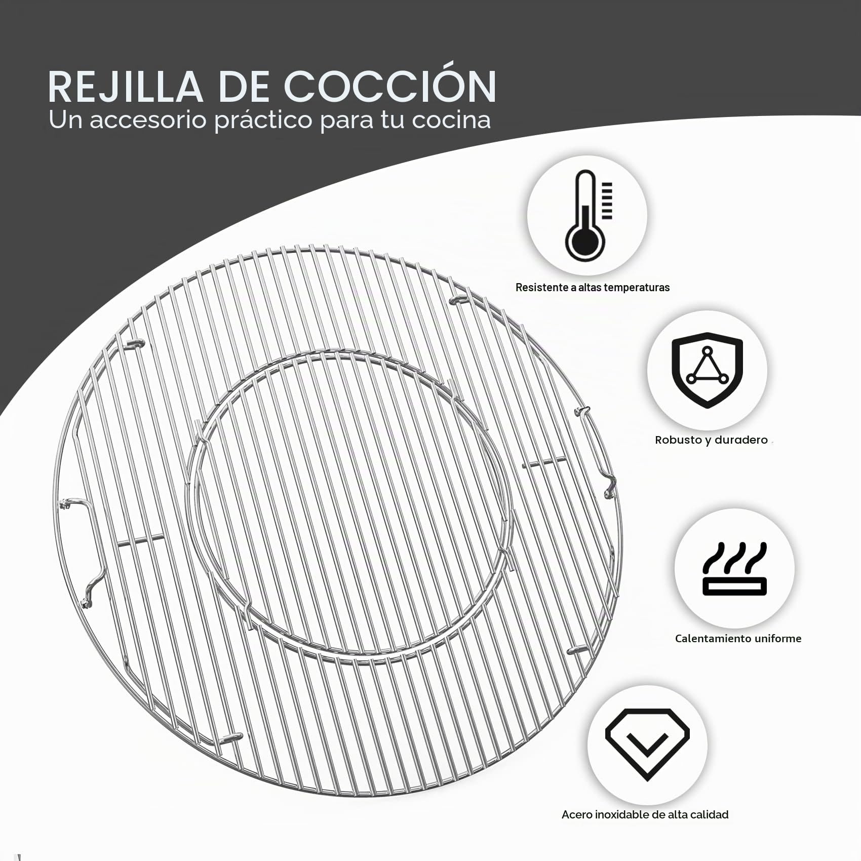 Onlyfire Parrilla de Acero Inoxidable,Parrilla para Barbacoa con Apertura Lateral Doble con Asa Desmontable,para El Sistema de Barbacoa Weber Gourmet,Ø 54.5cm | Doble apertura, accesorios para barbacoa, parrilla extraíble para barbacoa Weber de 57 cm, bar