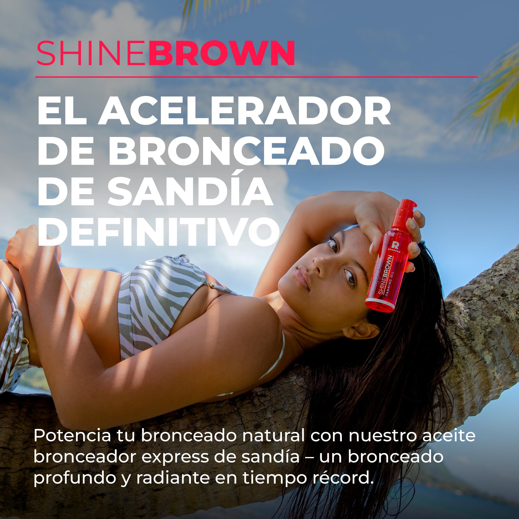 BYROKKO Shine Brown Watermelon Acelerador de Bronceado en Aceite (145 ml), Bronceador Corporal Superrápido para un Bronceado Óptimo, Aceite Bronceador eficaz en Soláriums y al Sol