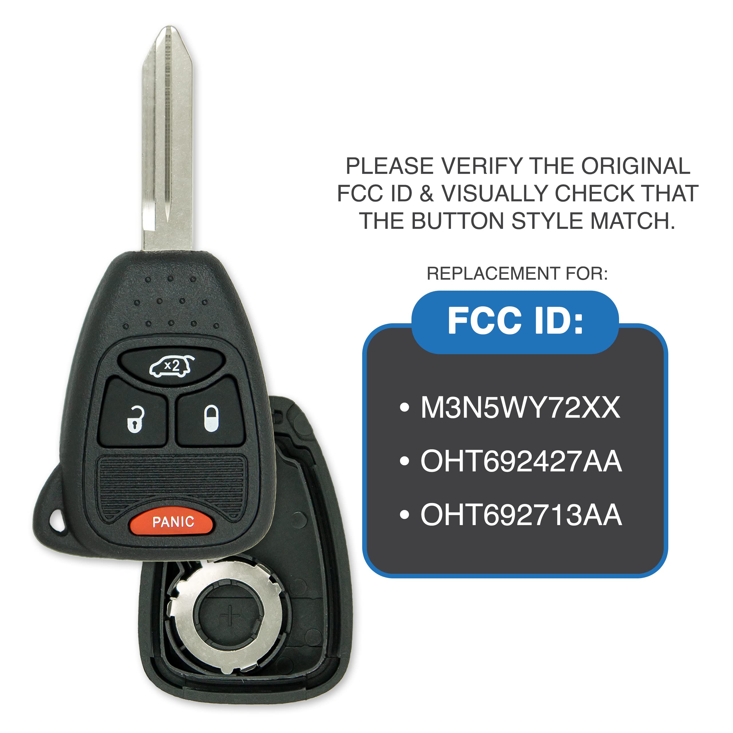 Replacement Key Fob Shell For 2010-2018 Jeep (4-Button, FCC ID: OHT692427AA) - Top Quality