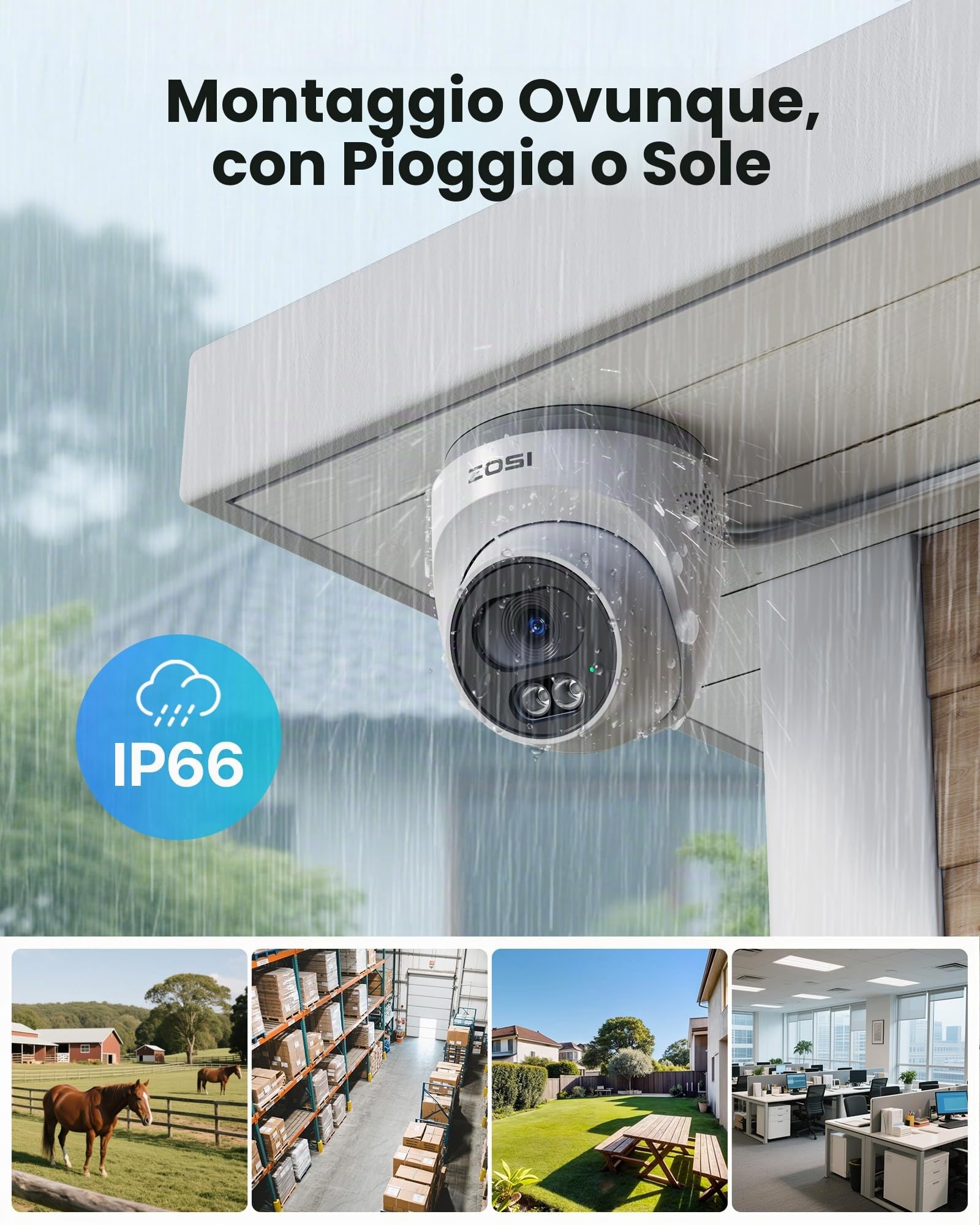 ZOSI 4MP Kit Videosorveglianza PoE Esterno, 8X 4MP PoE Dome Camera Surveillance Set con Audio, 8CH 5MP NVR con 2TB HDD, Rilevamento di Persone, 100ft Night Vision, C220