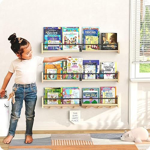 Miniatura 2 de Estantes flotantes para pared, juego de 4 estantes para libros de guardería, estante para libros para niños, perfecto para habitación de niños,
