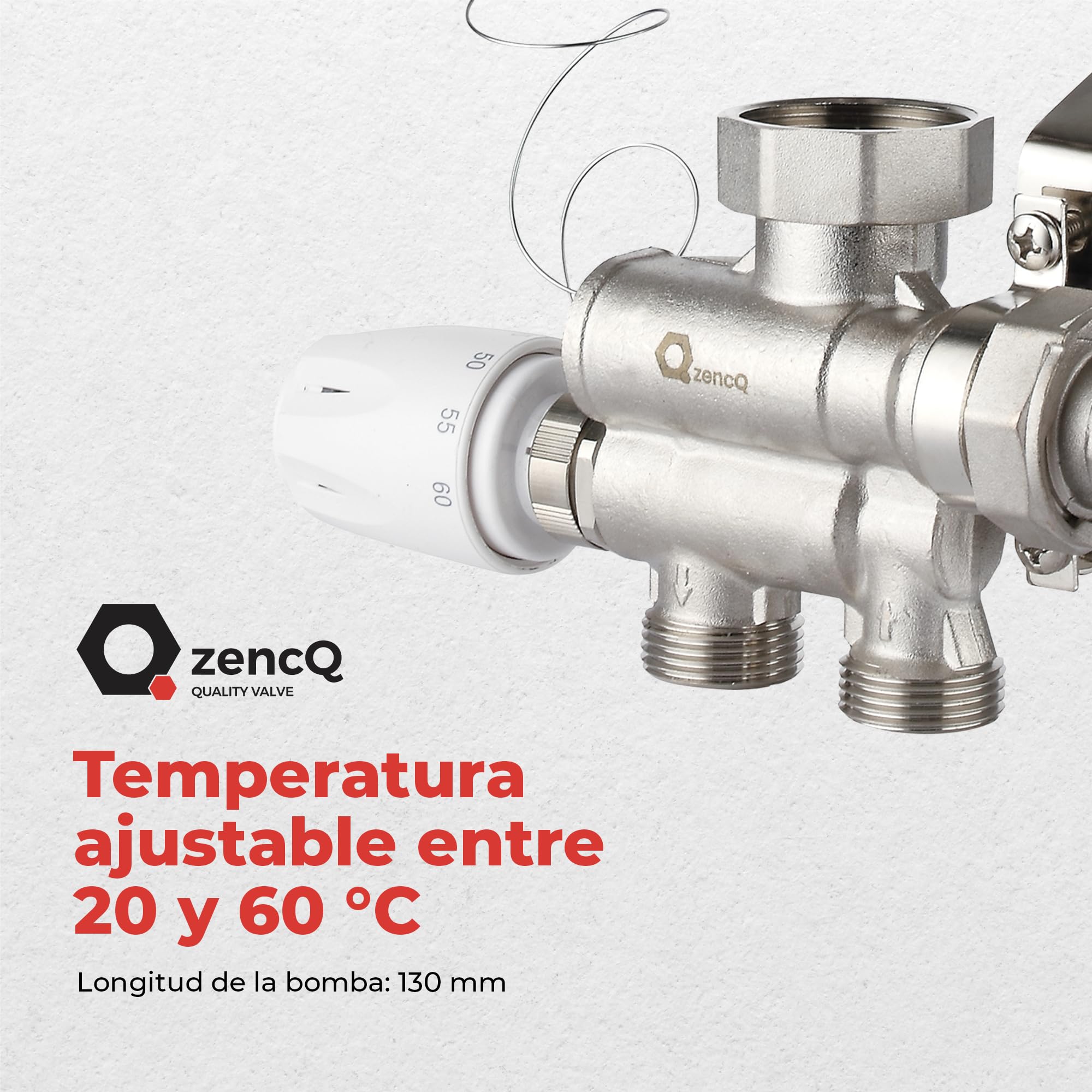 Kit de Regulación para Suelo Radiante sin Bomba – Válvula Mezcladora Termostática 20–70 °C – Control de Temperatura para Calefacción por Suelo – Compatible con Sistemas Hidráulicos