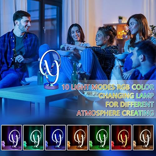 Miniatura 6 de Lámpara de noche moderna en espiral RGB de 3 colores, lámpara LED regulable con control táctil, lámpara de noche con 10 modos de luz, lámpara de