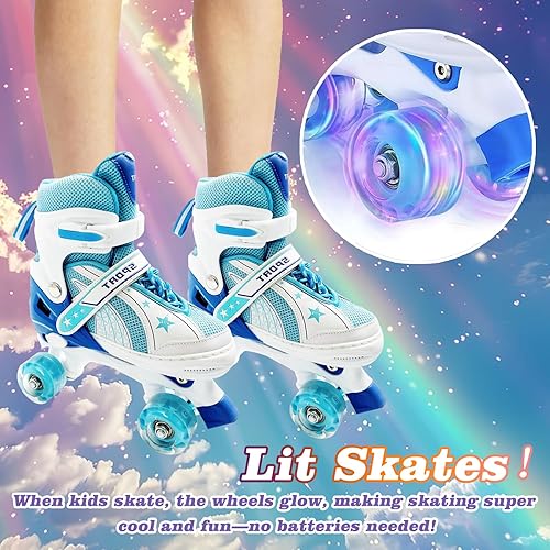 Miniatura 4 de Adjustable Kids Roller Skates for Girls and Boys Ages 3-5 5-8 8-12, All 8 Wheels of Girl's Skates Shine, Safe and Fun Illuminating for Outdoor