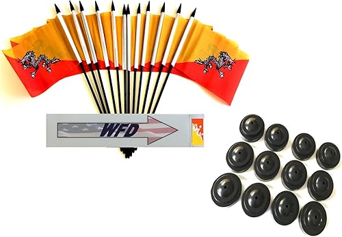 Miniatura 109 de Una docena de banderas y bases de escritorio Nauru, 12 banderas de poliéster en miniatura para oficina y pequeñas con 12 soportes negros Banderas