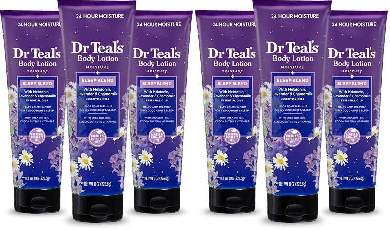 Loção corporal Dr Teal's com melatonina, lavanda e camomila, 240 mL, pacote com 6