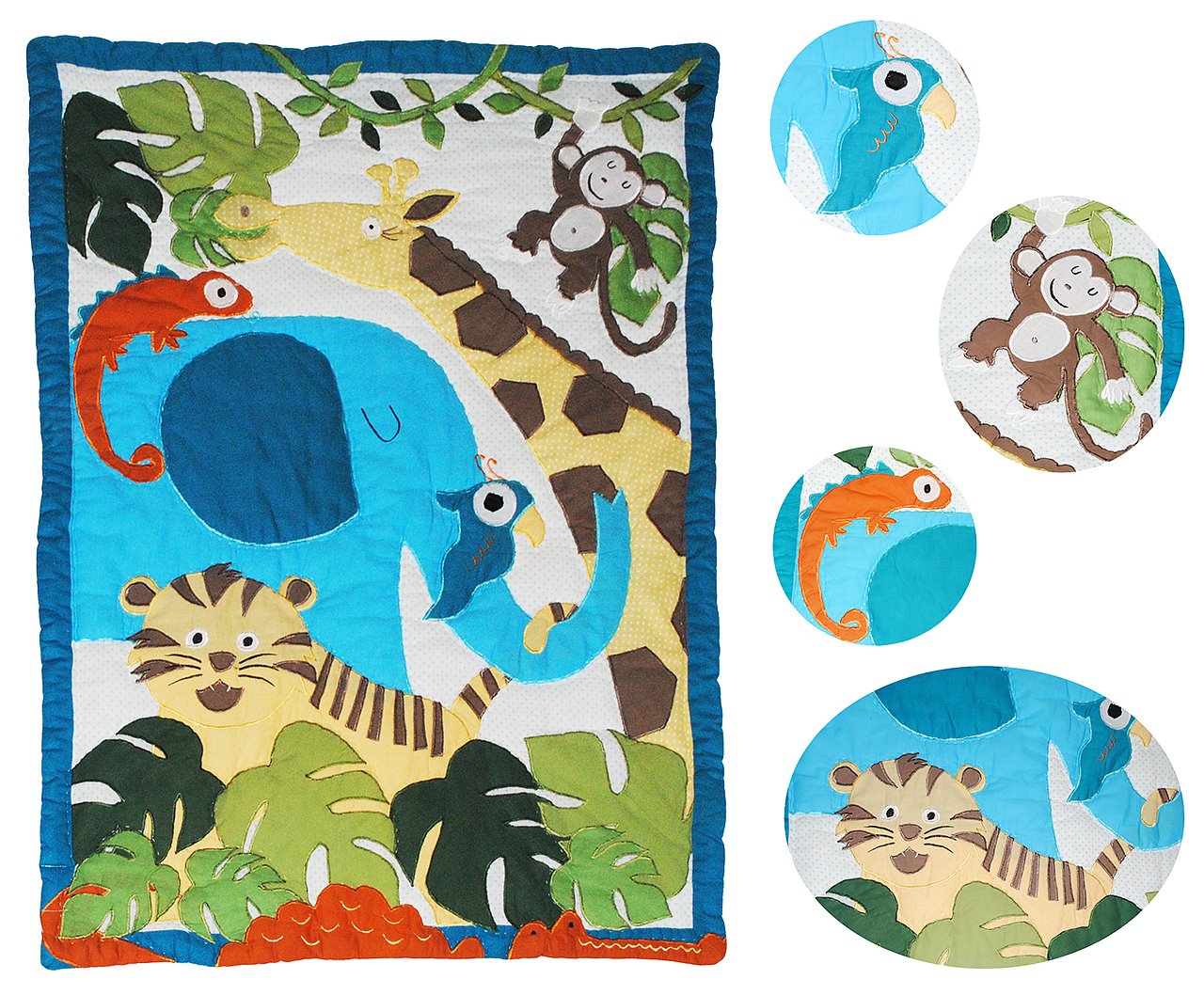 alles-meine.de GmbH Luxus - Patchworkdecke 160 cm * 240 cm - Baumwolle - Giraffe Elefant Tiger Löwe - für Kinder/Baby/Mädchen/Jungen - Zootiere Decke Kuscheldecke Kinder Pl..