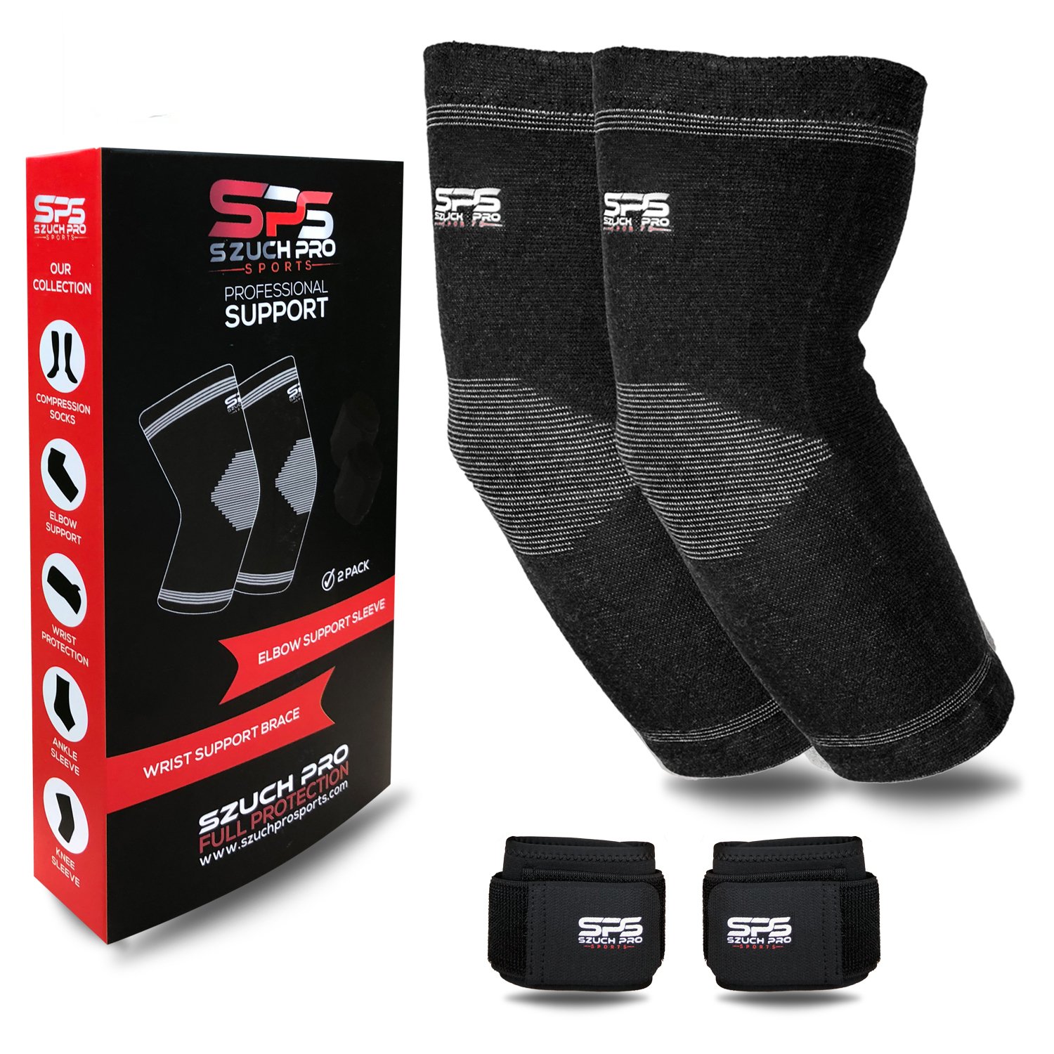 Szuch Pro Elbow Sleeves Support & Adjustable Wrist Supports for