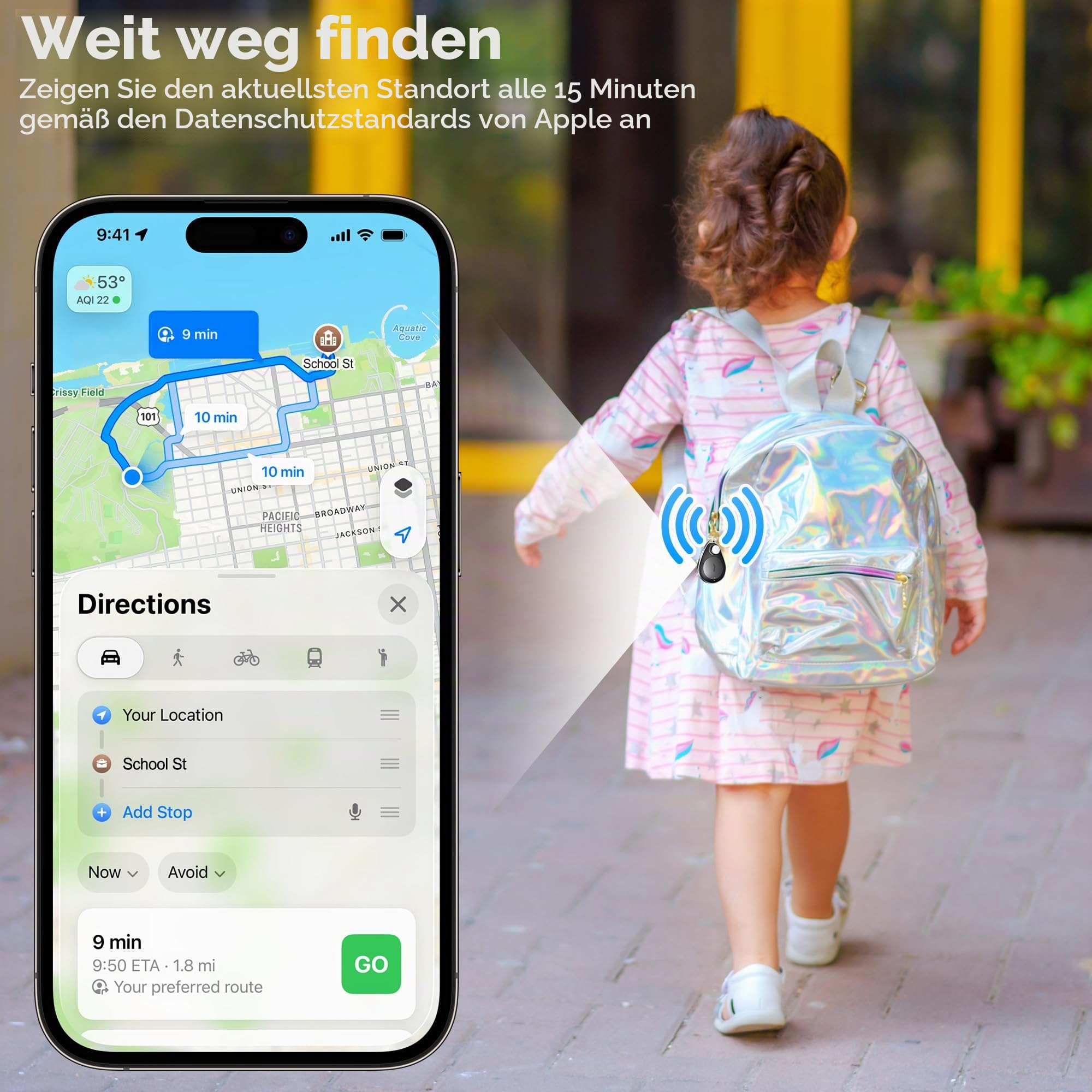 Otag GPS-Tracker für Kinder, 4er-Pack, Schlüsselfinder funktioniert mit Apple Find My (nur iOS), IP67 wasserdicht, Privatsphäre, verlorener Modus, Bluetooth-Tracker für Kinder, ältere Menschen