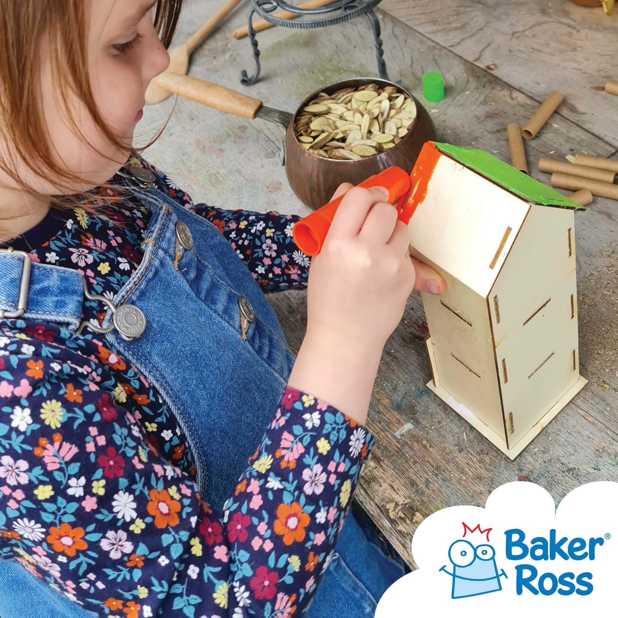 Baker Ross FE508 Kits Hotel de Madera para Insectos - Paquete de 2, actividades de artesanía en madera para pintar y decorar para niños, manualidades o proyectos de jardín