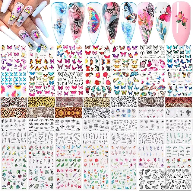 Rosymormor 70 Sheets Nail Stickers: DIY Water Transfer Nail Art Decor