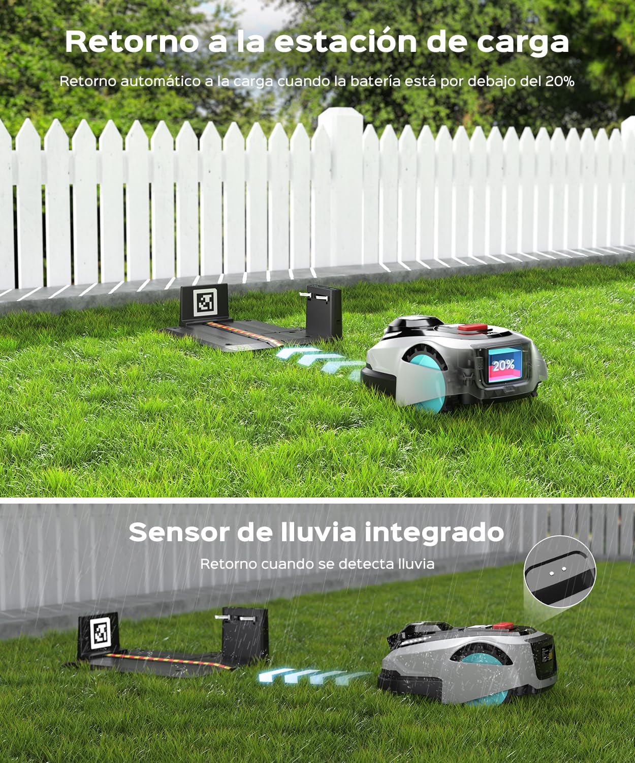 (2026 Upgrade) YARDCARE N1600 Pro Robot cortacésped sin Cable perimetral, Recomendado para 1600 m² – con Corte en U, RTK & visión IA, Control Mediante App, gestión multizona y Pendientes hasta 45%