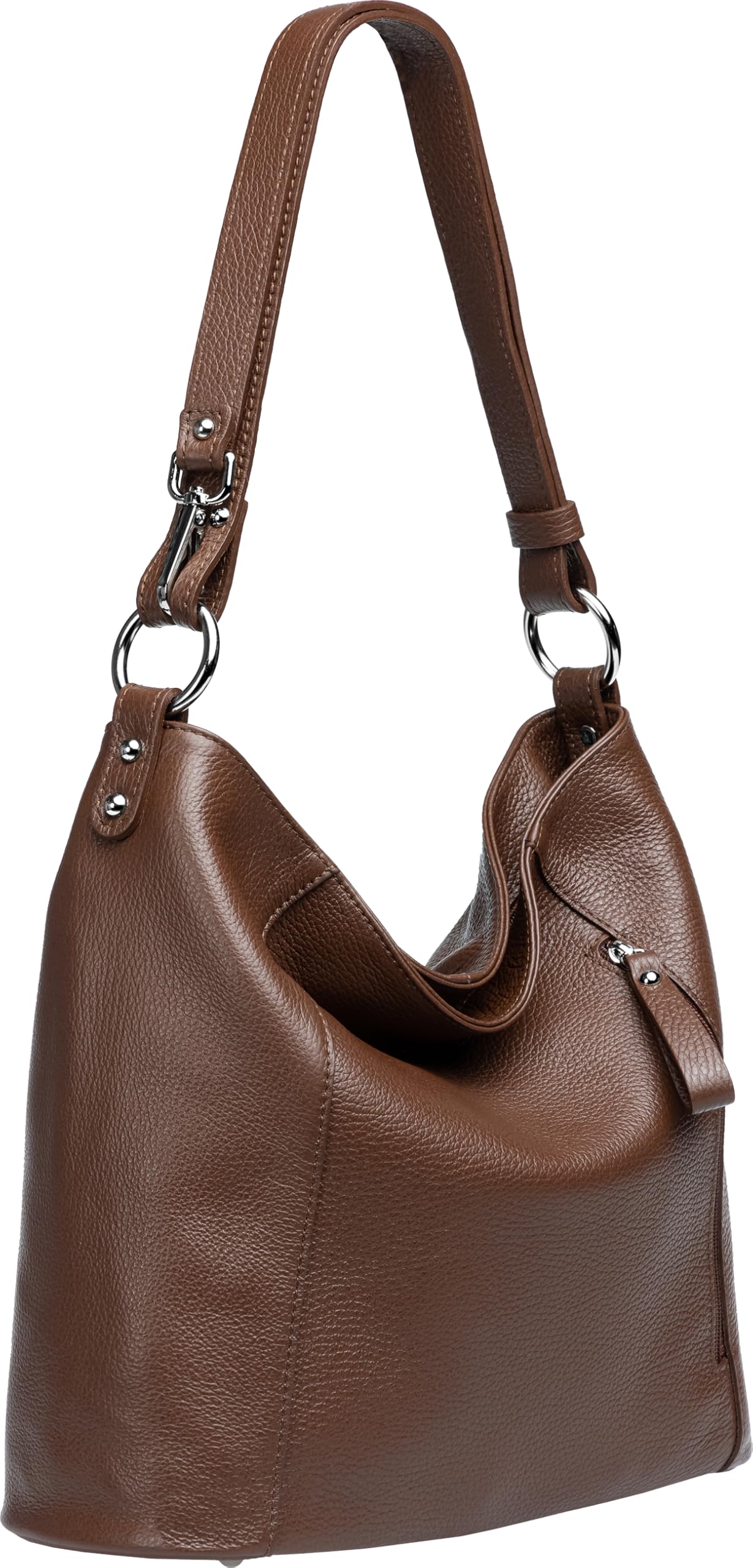 Caspar Sportlich Elegante Ledertasche 2-in-1 Damen Schulter- und Umhängetasche - PREMIUM LINE - Modell No.806 - Made in Italy
