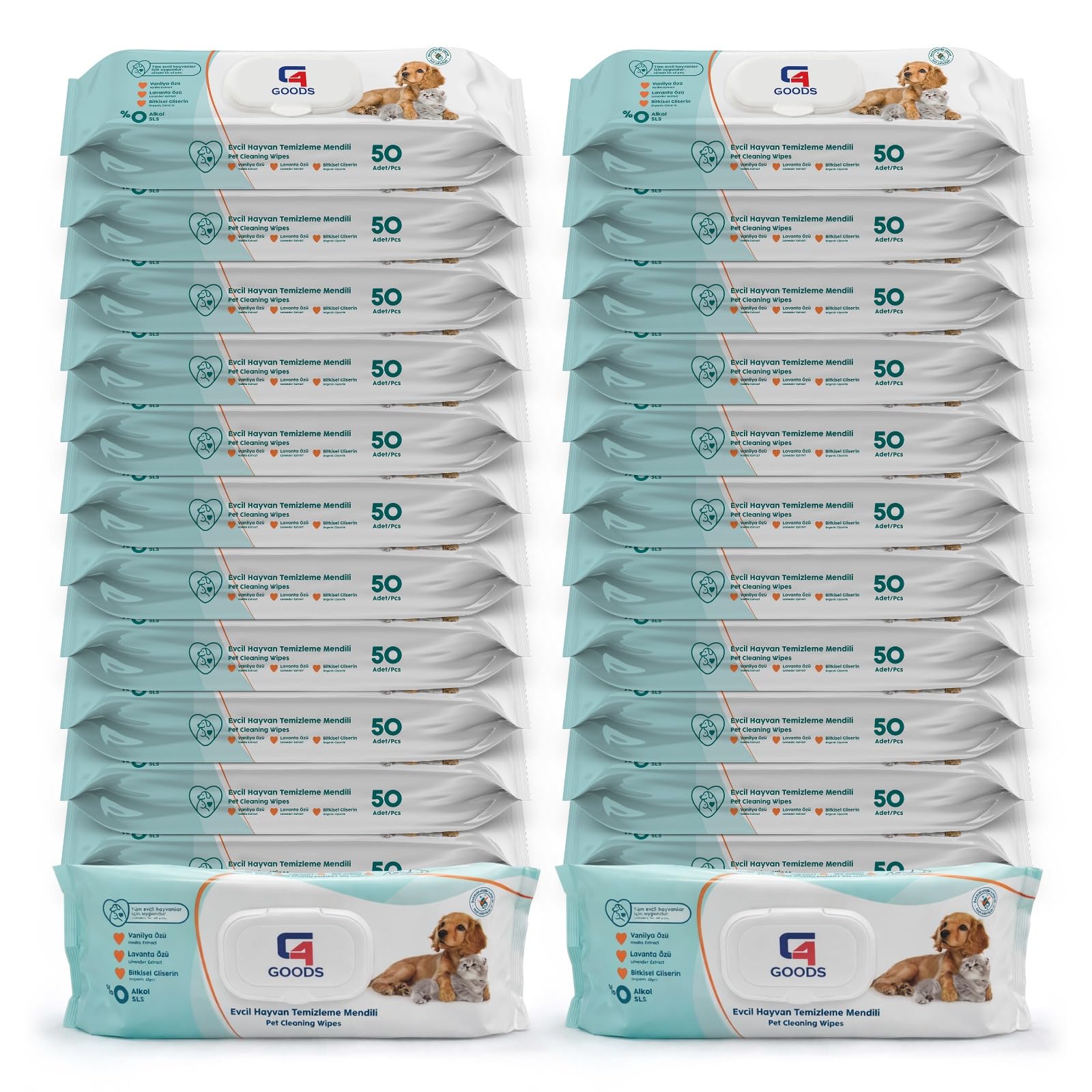 G4GOODS Dog Wipes, (1200 Counts - 24 Packs) Extra Large Bamboo Pet Wipes for Dogs, Cats & Horses, Hypoallergenic, Alcohol Free, Sensitive Skin, for Paws, Face & Body Cleaning Wipes