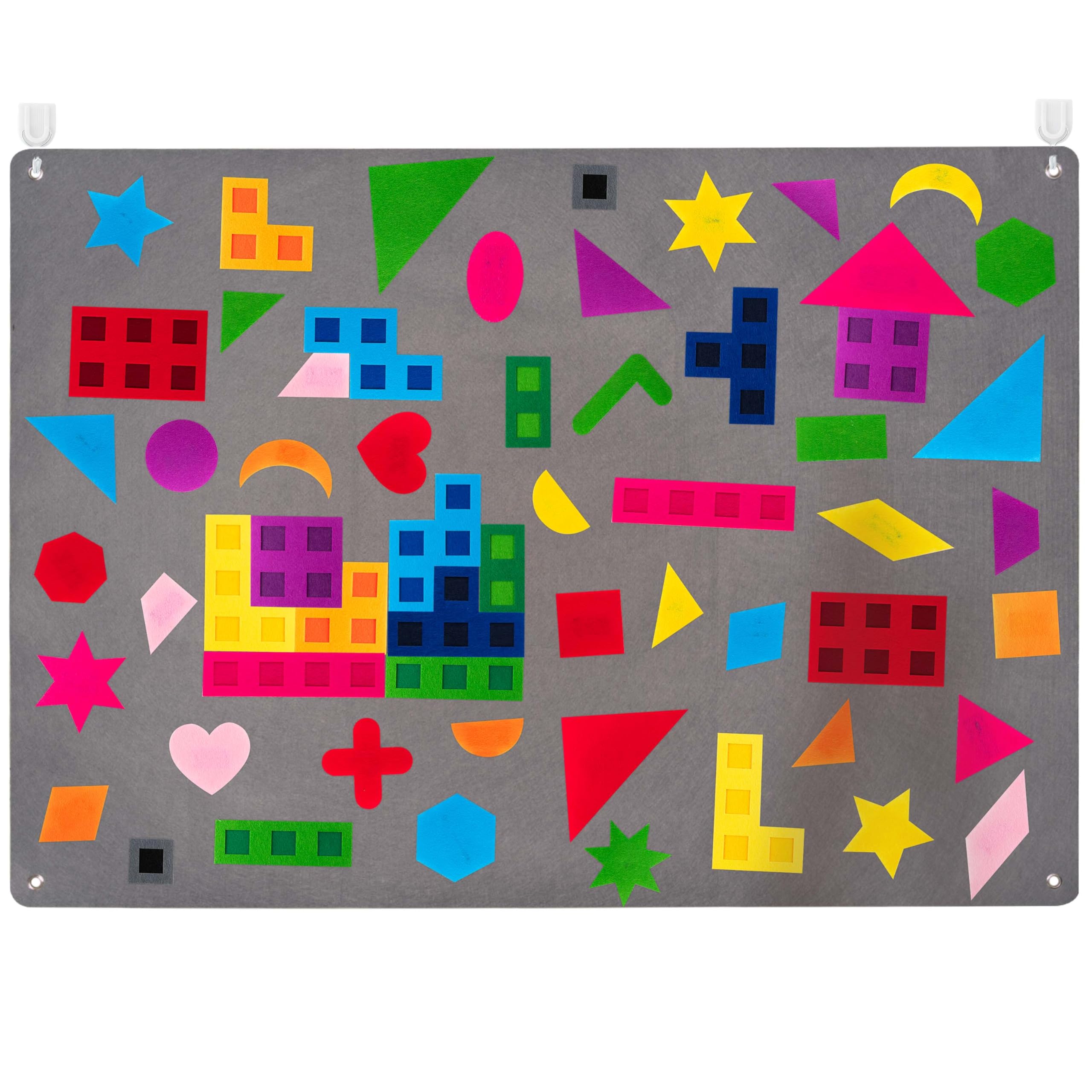 WATINC 64Pcs Preschool Shapes Teaching Felt Board Story Set 3.5 Ft Colorful Montessori Teacher Aide Tangrams Storytelling Flannel Interactive Play Kit