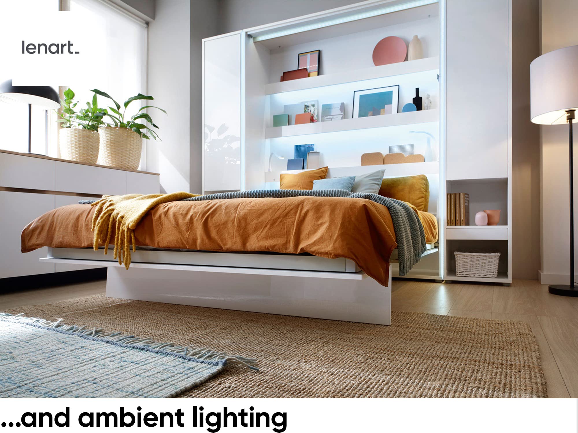 MEBLINI Schrankbett Bed Concept - Wandbett mit Lattenrost - Klappbett mit Schrank - Wandklappbett - Murphy Bed - Bettschrank - BC-03-90x200cm Vertikal - Weiß Matt mit Matratze