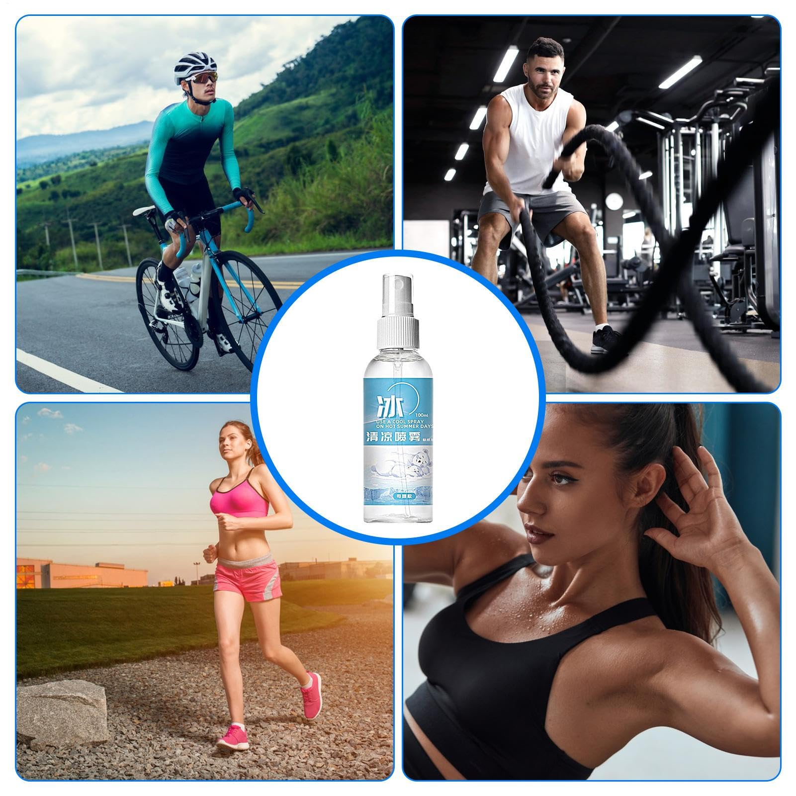 Spray chłodzący do ciała, naturalna mgiełka miętowa do szybkiego chłodzenia, 100 ml przenośne urządzenia chłodzące dla rodziny, na kemping, wędrówki, wycieczki, sport
