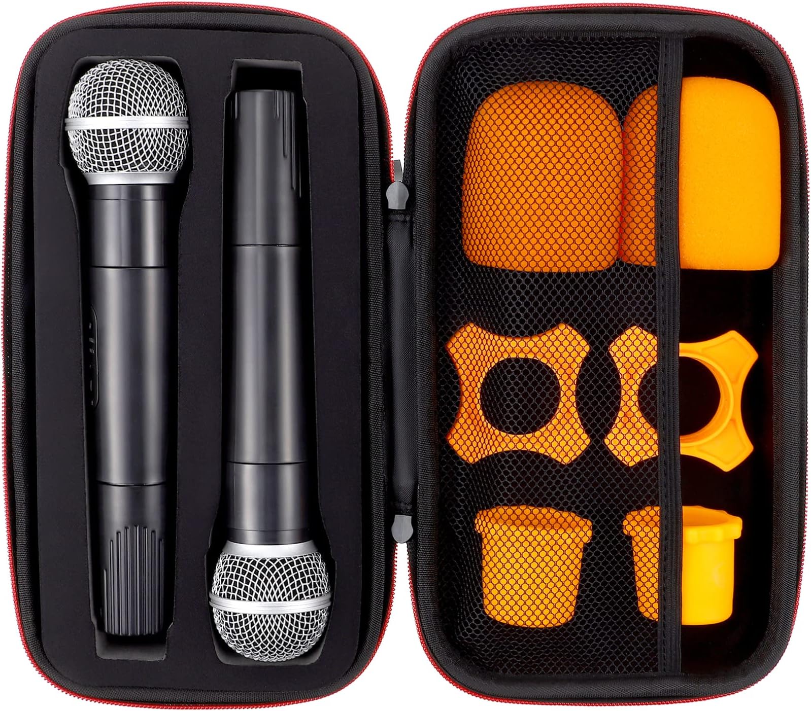Vaguelly Dual Mic Bag:Wireless Handheld Microphone Case Portable Microphone Storage Bag,with EVA Hard Shell Exterior&Sponge Padded Interior,Case Only