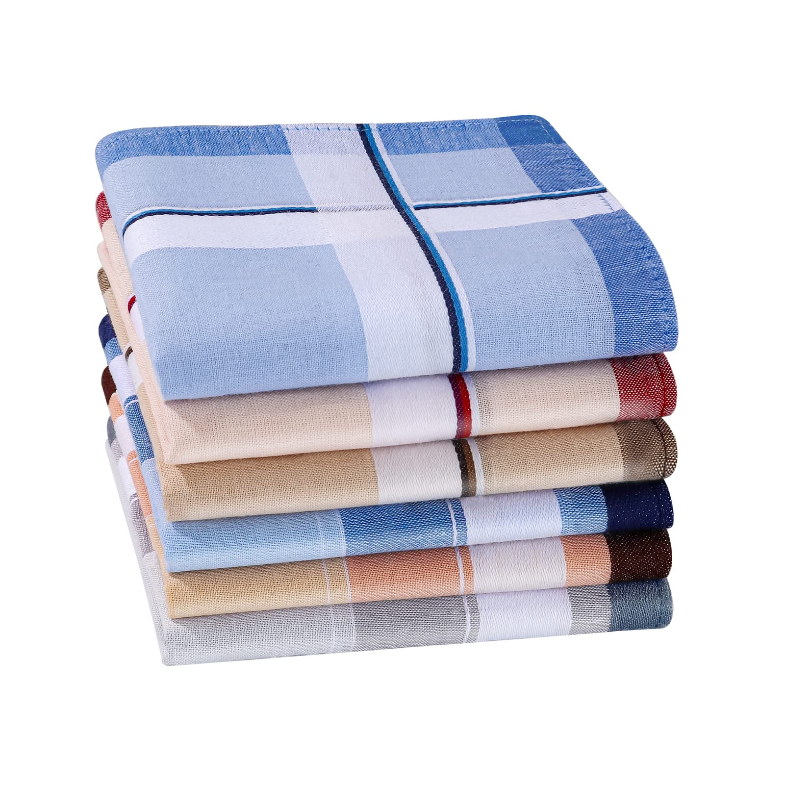 Lot De 9 Mouchoirs De Poche En Coton Pour Hommes - Motif Carreaux Multicolore, Fait Main, Neuf Avec étiquettes