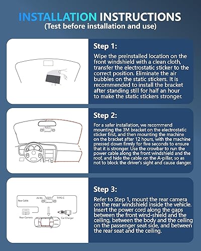 Miniatura 11 de Cámara de tablero de 4 canales frontal y trasera en el interior, cámara de coche de 360 4K UHD, cámara de tablero para automóviles GPS Wi-Fi