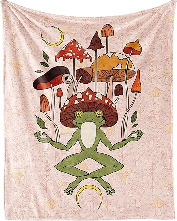 Frog Throw Blanket for Teen - 50x60 Inches Throw Size - Soft Fluffy Cozy Blankets Gift - Pink Novelty Blanket Throws for Living Room Decorative